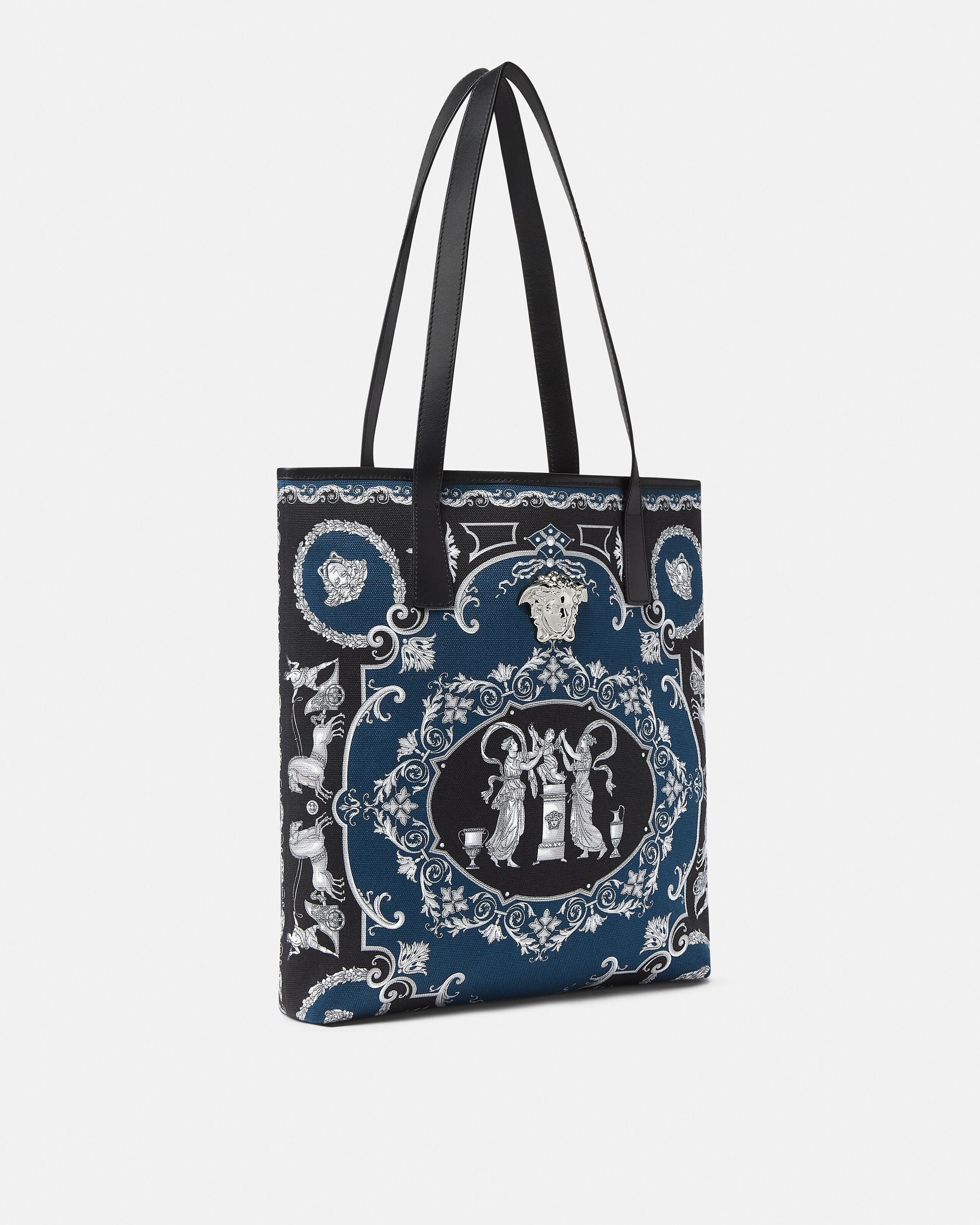 ラ メドゥーサ プリント キャンバス トート ブルー,ブラック | VERSACE JP