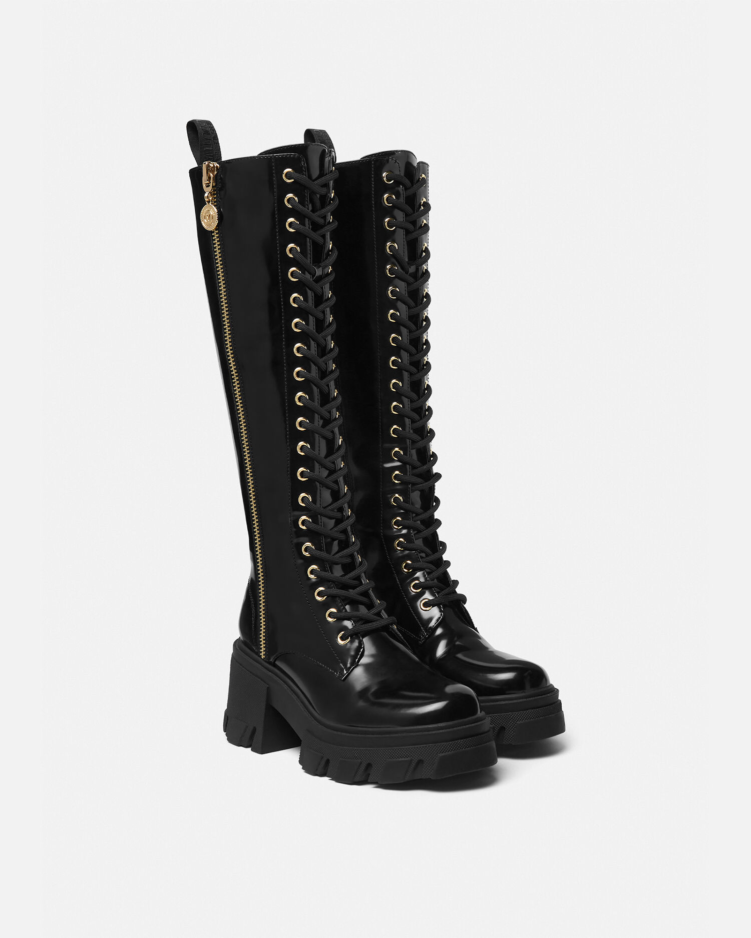 ソフィー ニーハイ ブーツ ブラック,プリント | VERSACE JP