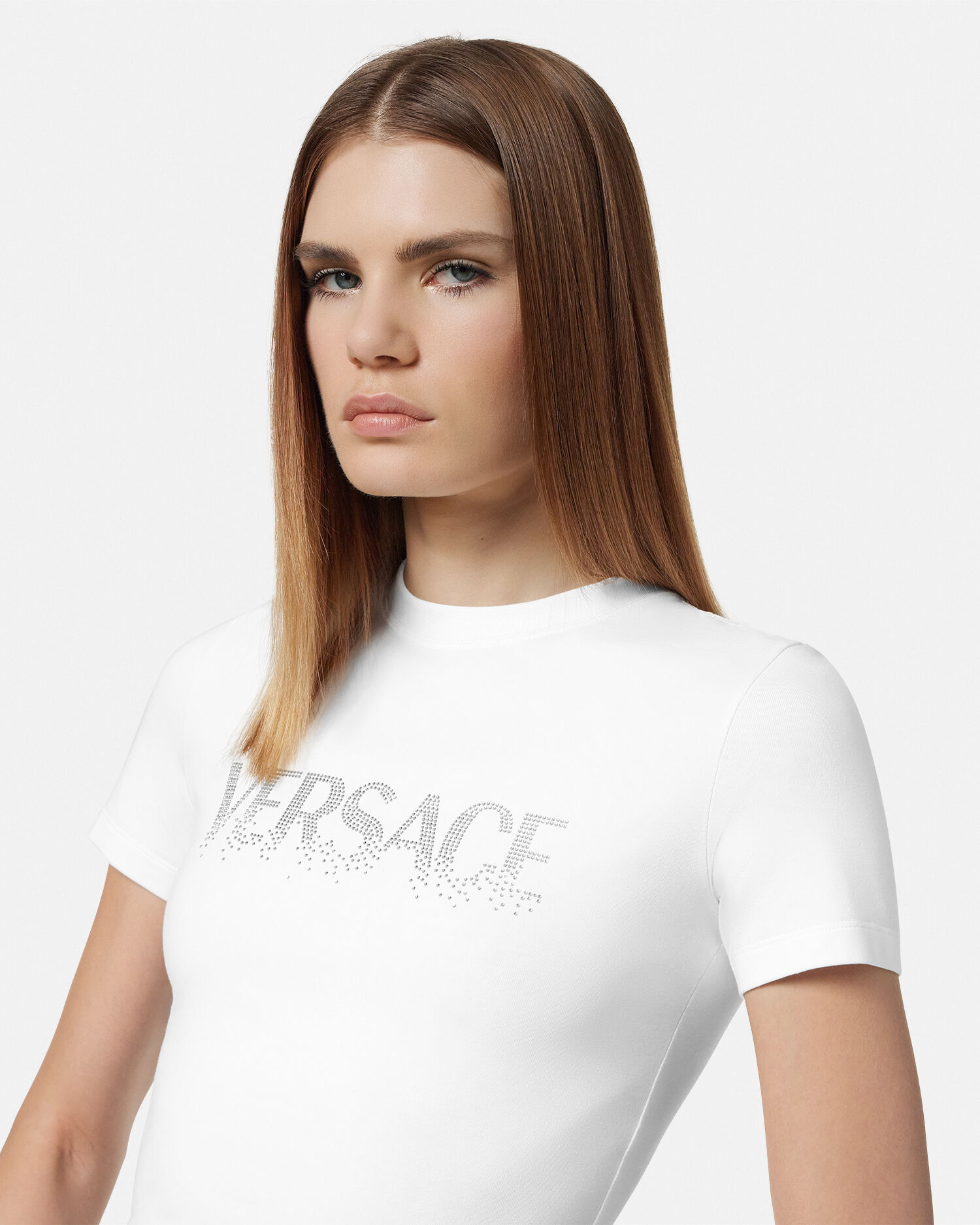 ヴェルサーチェ☆クリスタル ロゴ フィット Tシャツ クリスタル ロゴ フィット Tシャツ | VERSACE JP