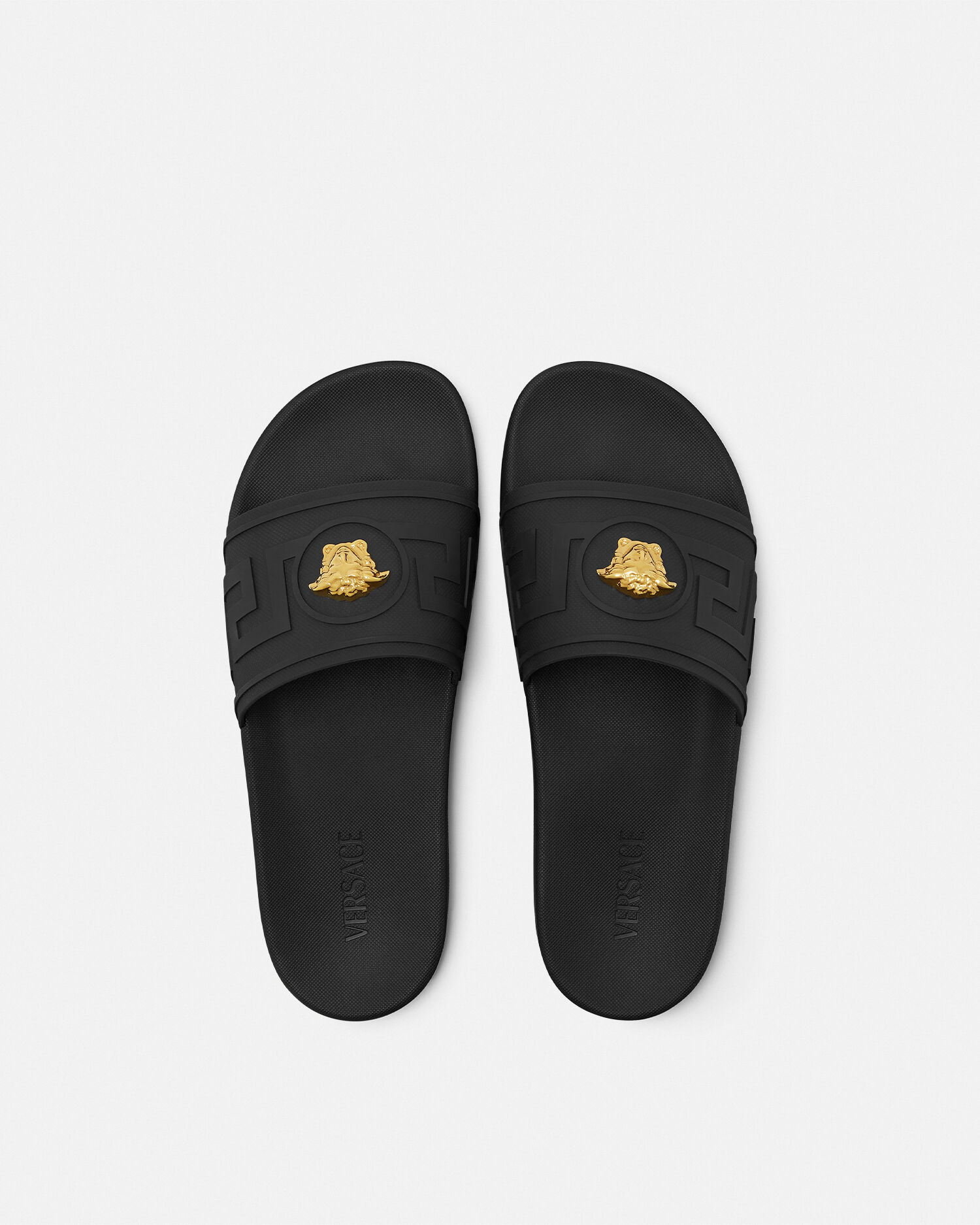 ラ メドゥーサ ラバースライダーサンダル ブラック,ゴールド | VERSACE JP