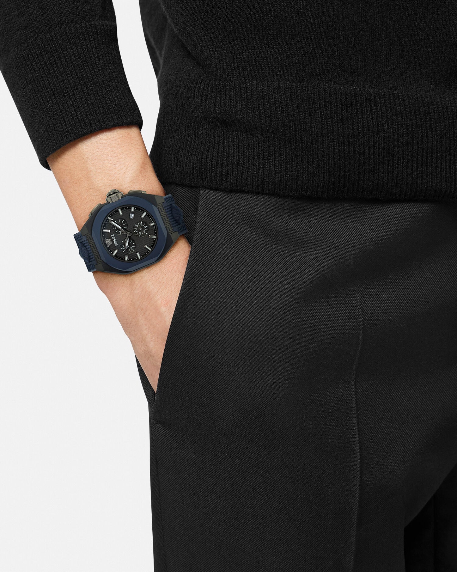 V-レジェンド クロノ ウォッチ ブラック,ブルー | VERSACE JP