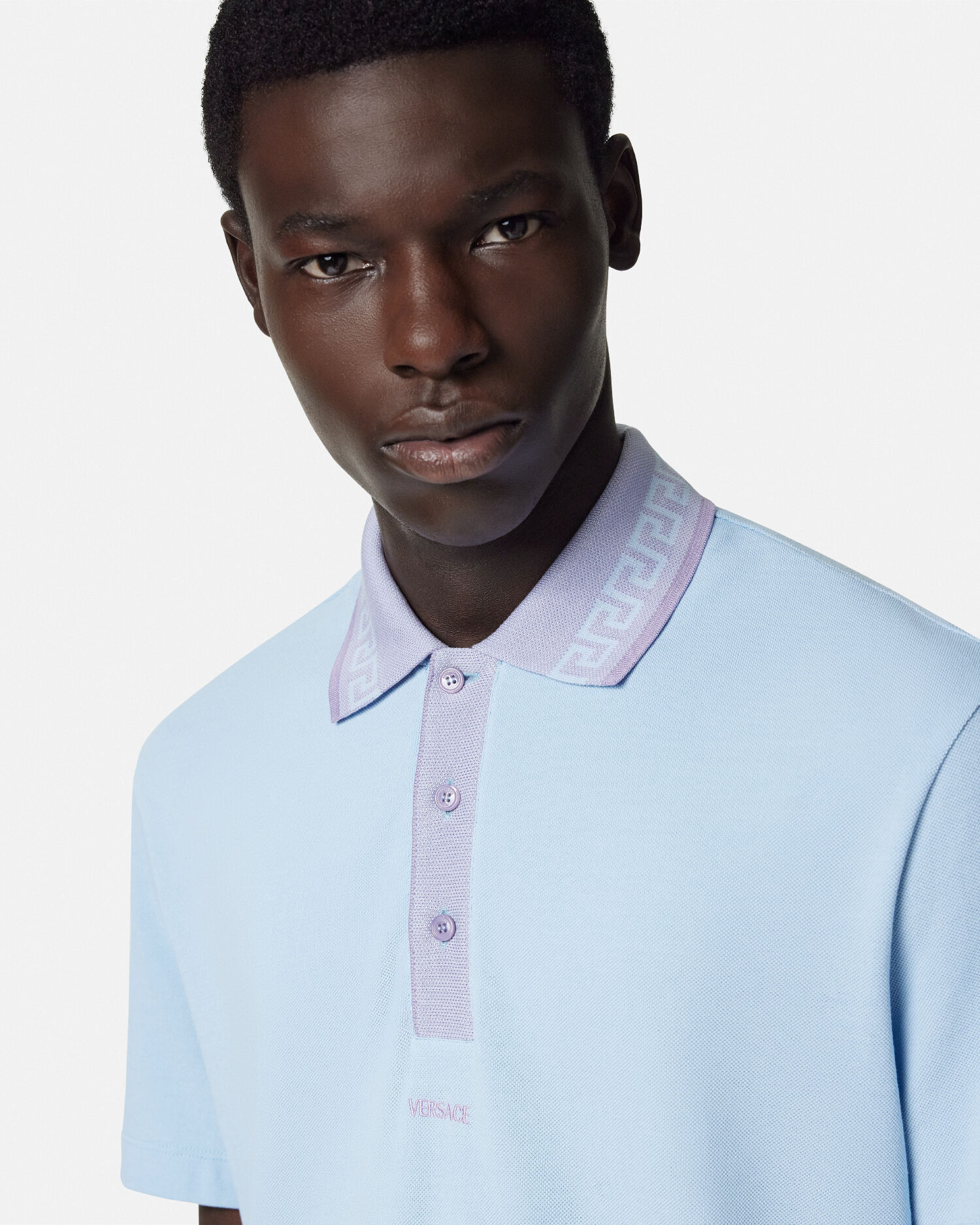 VERSACE ヴェルサーチ グレカ メンズ 半袖ポロシャツ ブラック L