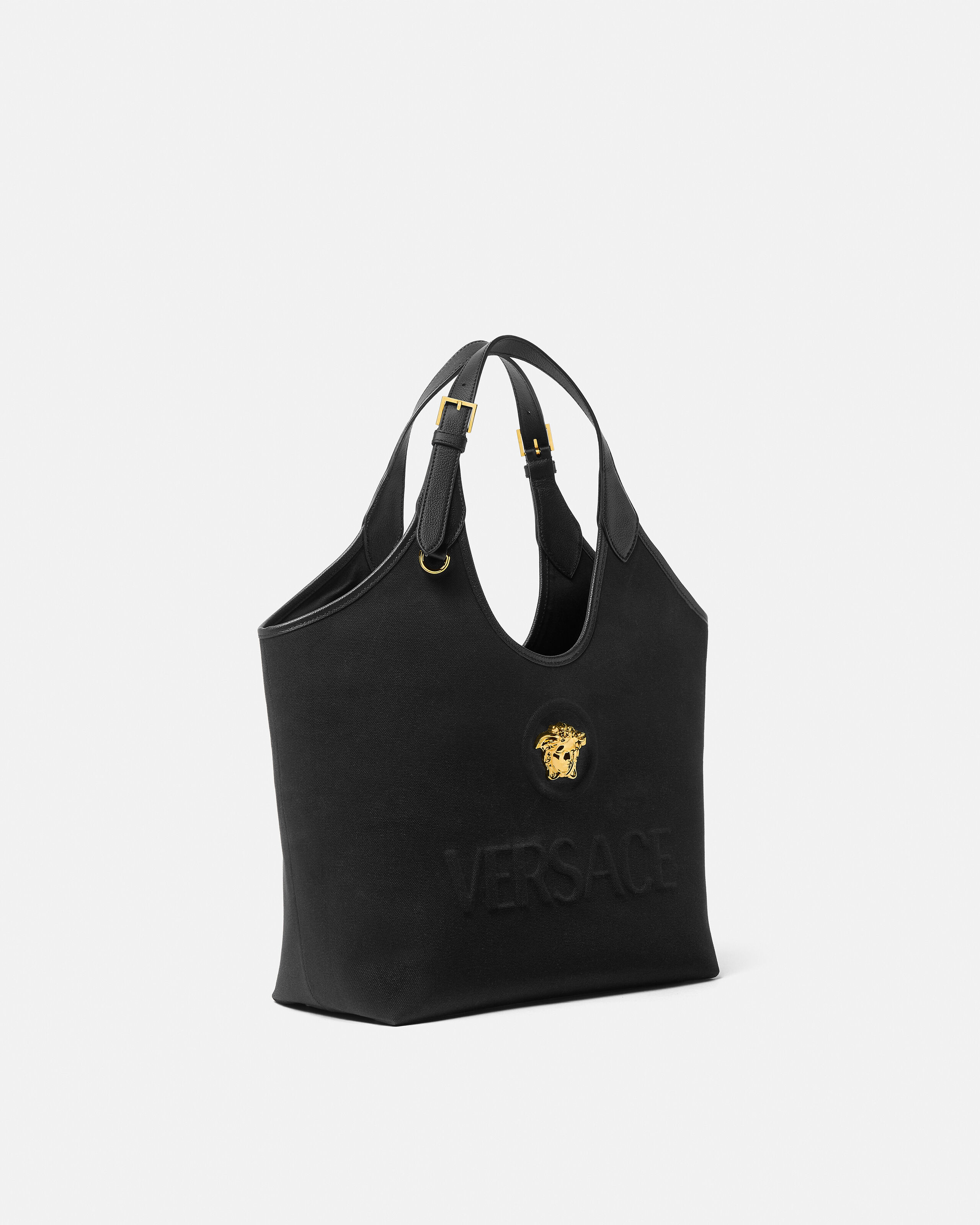 ラ メドゥーサ キャンバス トート ブラック,ゴールド | VERSACE JP