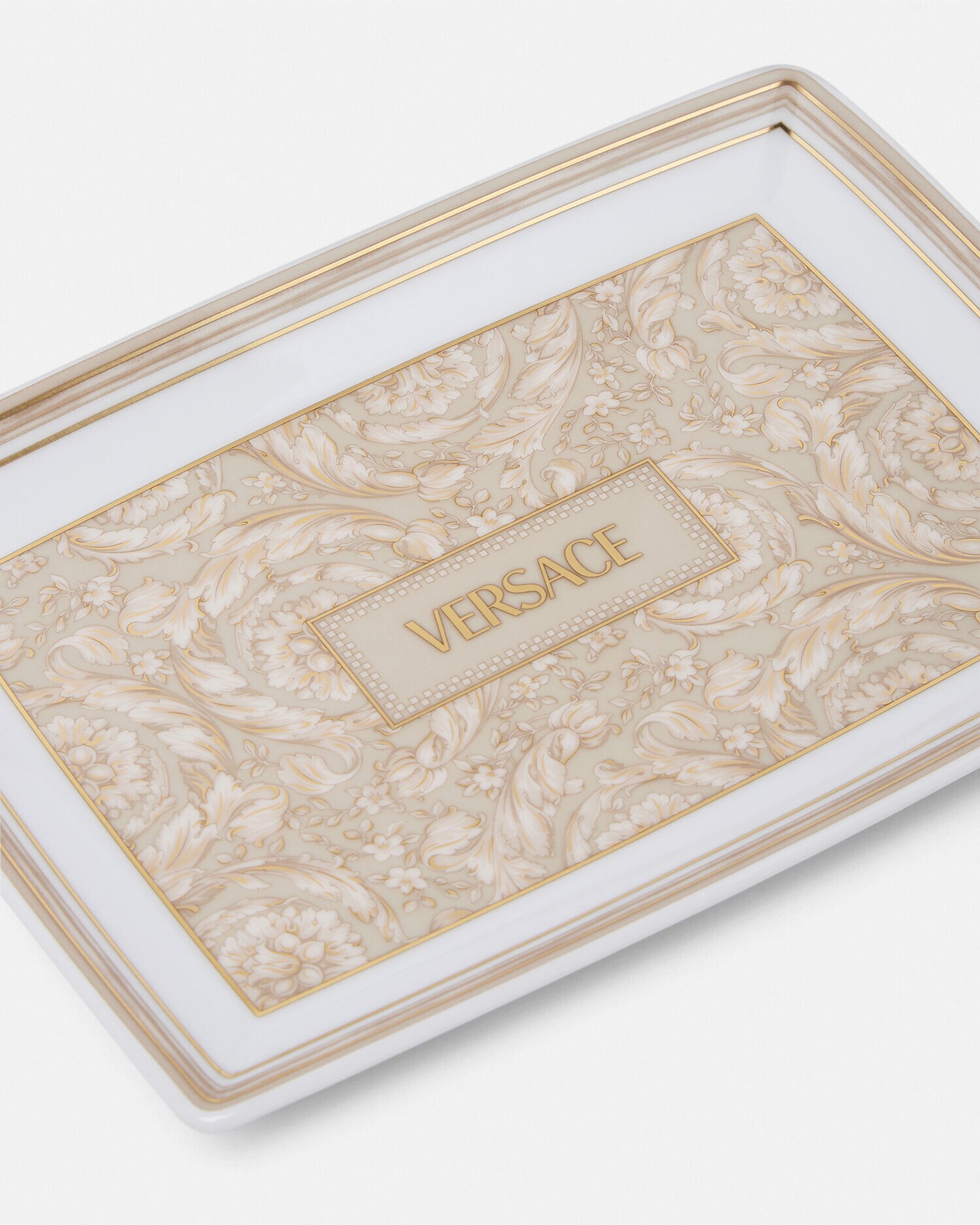 バロッコ ベージュ レクタングラー トレイ 18 cm | VERSACE JP