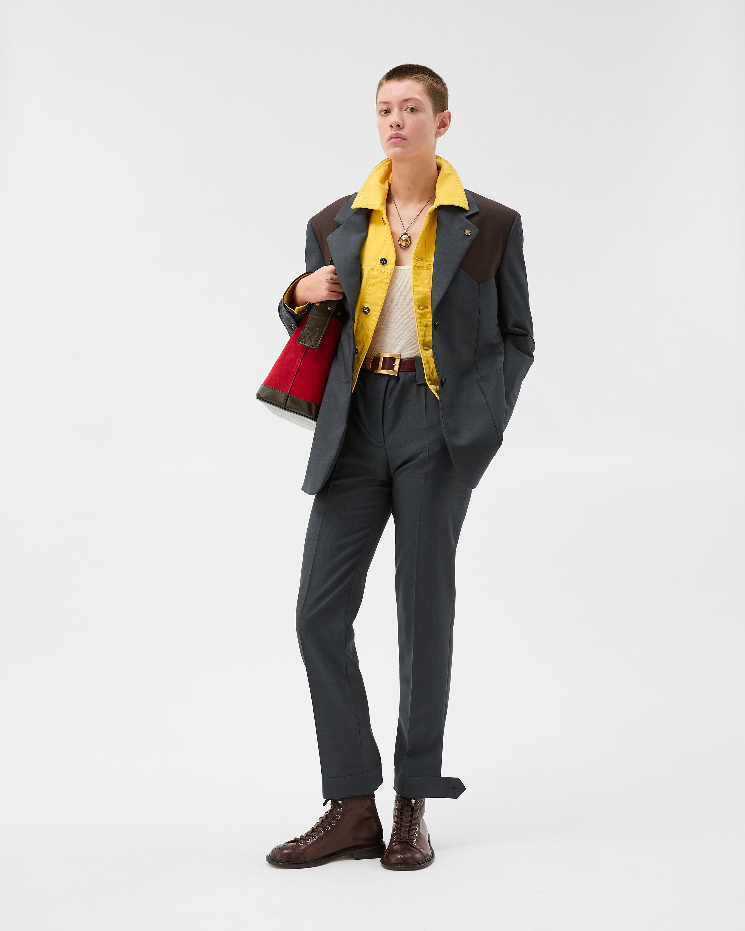 ウール モヘア ブレザー グレー,ブラウン | VERSACE JP