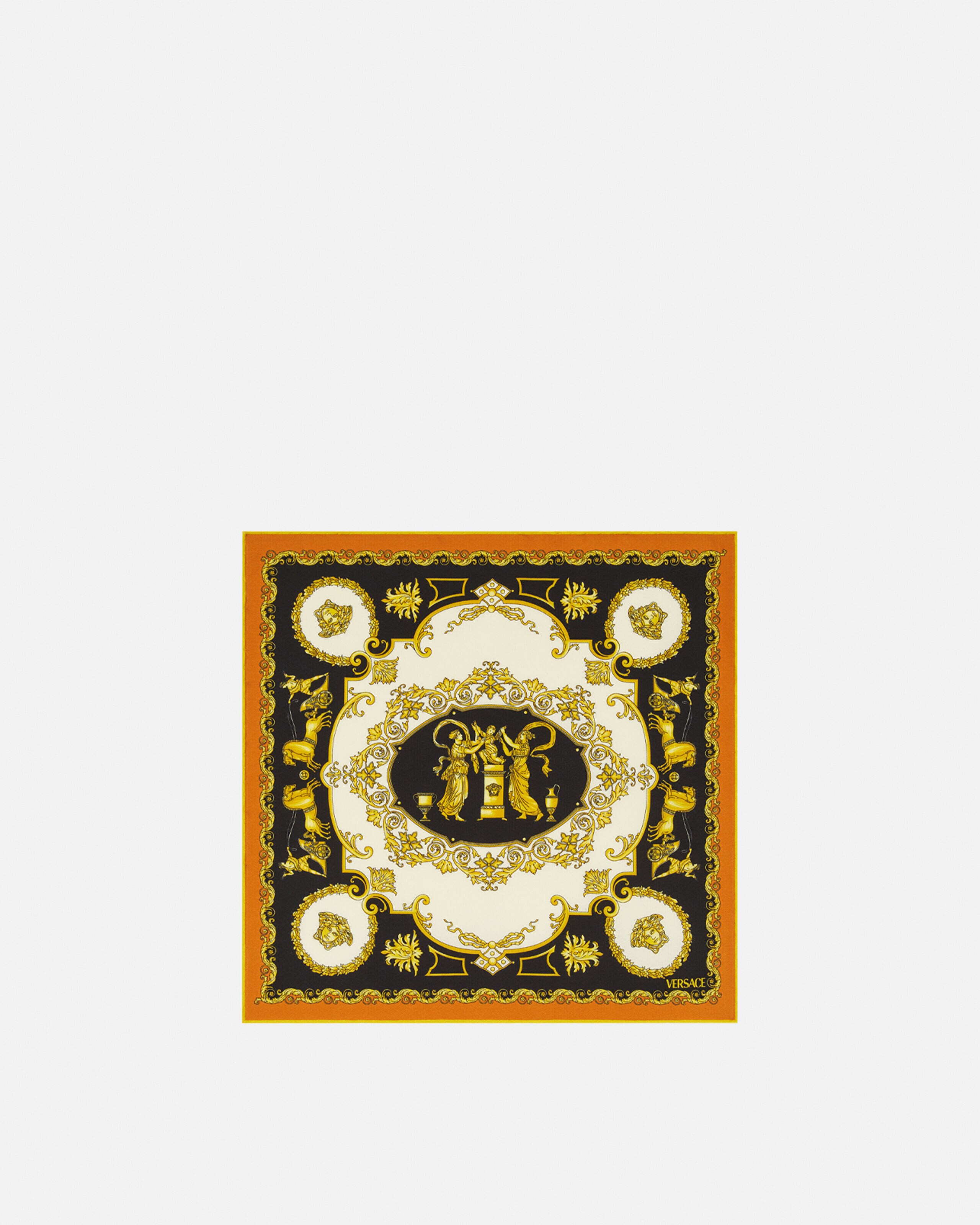 プリントシルクツイルスカーフ 45cm ブラック,ゴールド | VERSACE JP