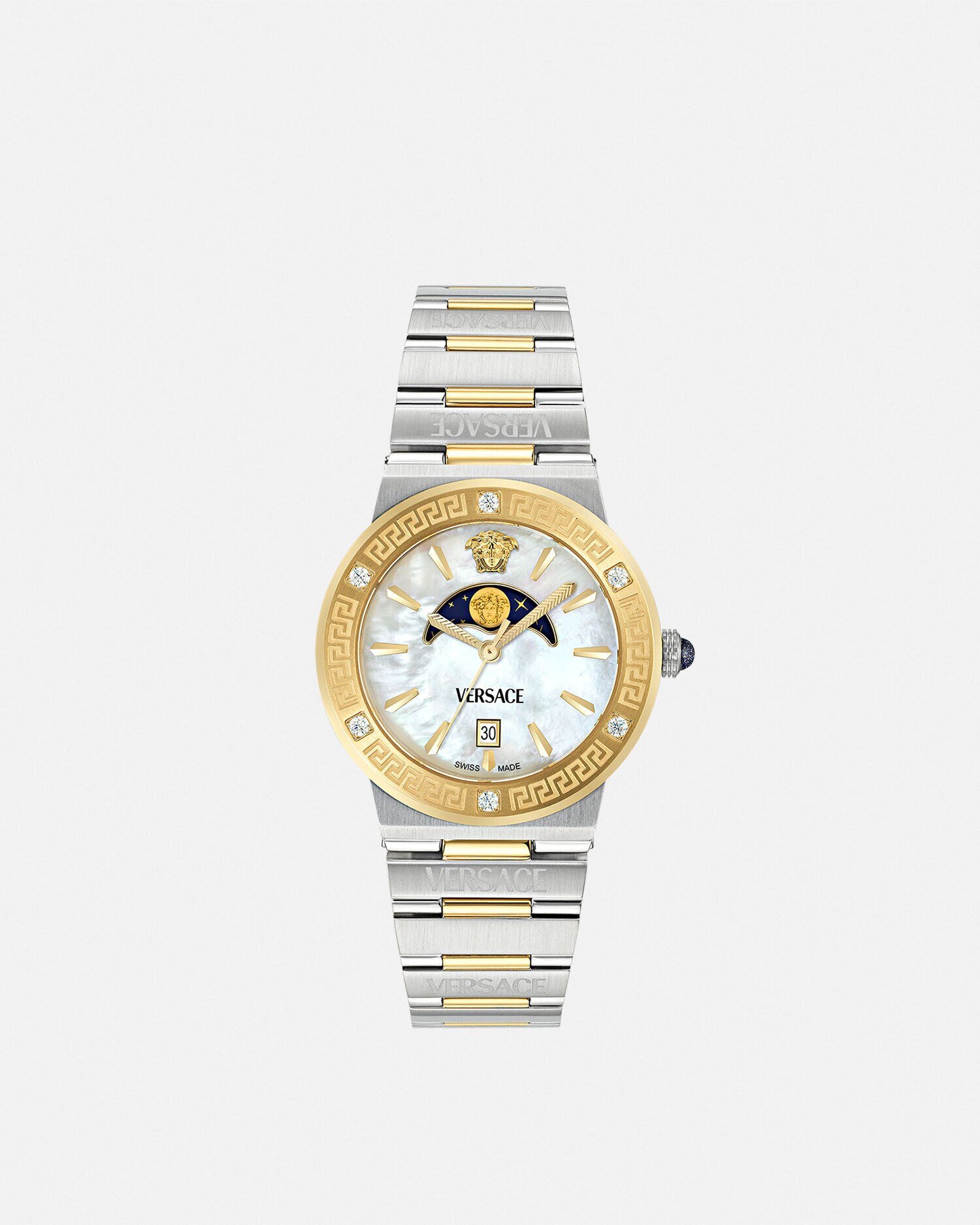 ガーランド ロゴ ムーンフェイズ ダイヤモンド ウォッチ ゴールド,シルバー | VERSACE JP