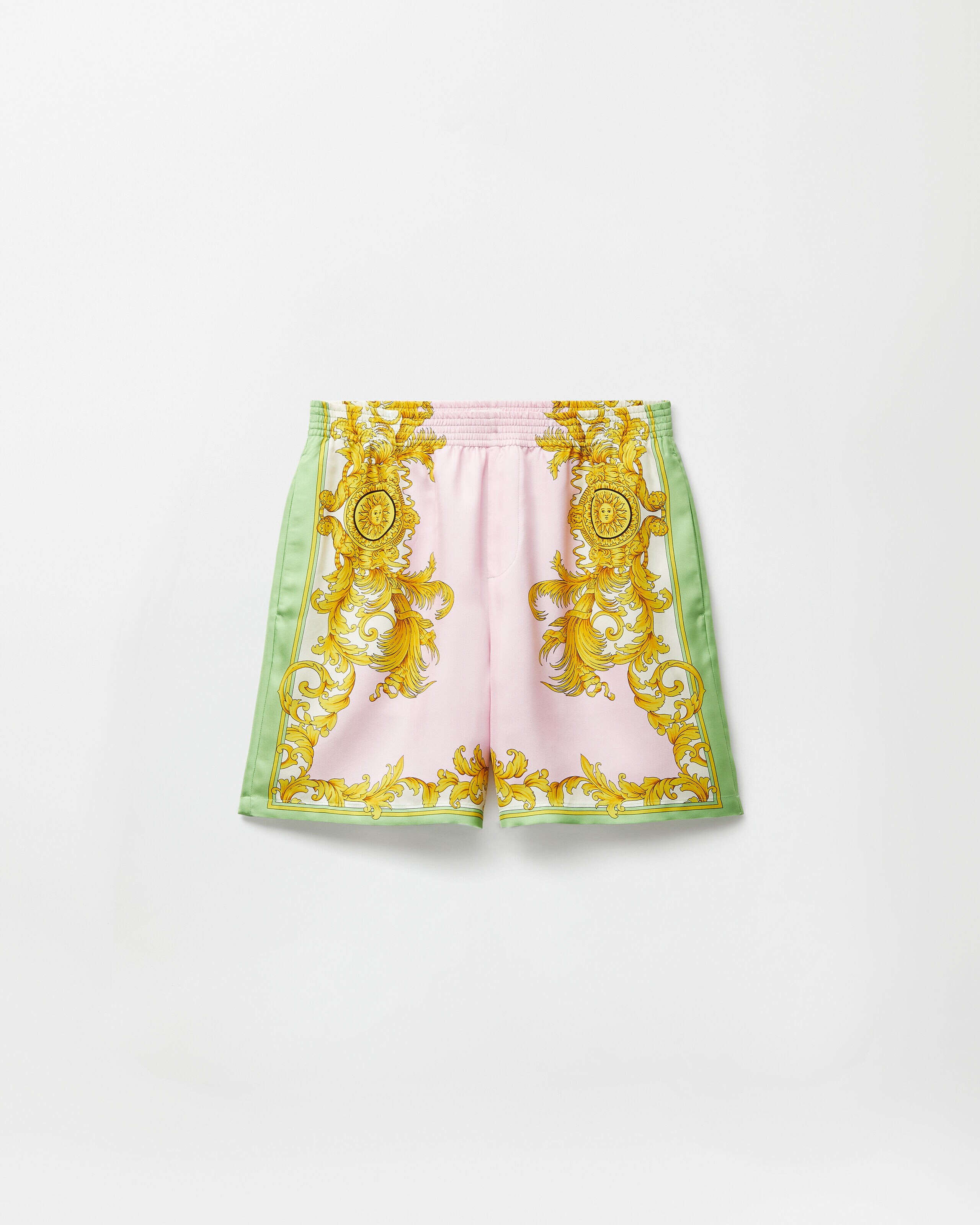 プリント シルク ツイル ショートパンツ イエロー,ピンク | VERSACE JP