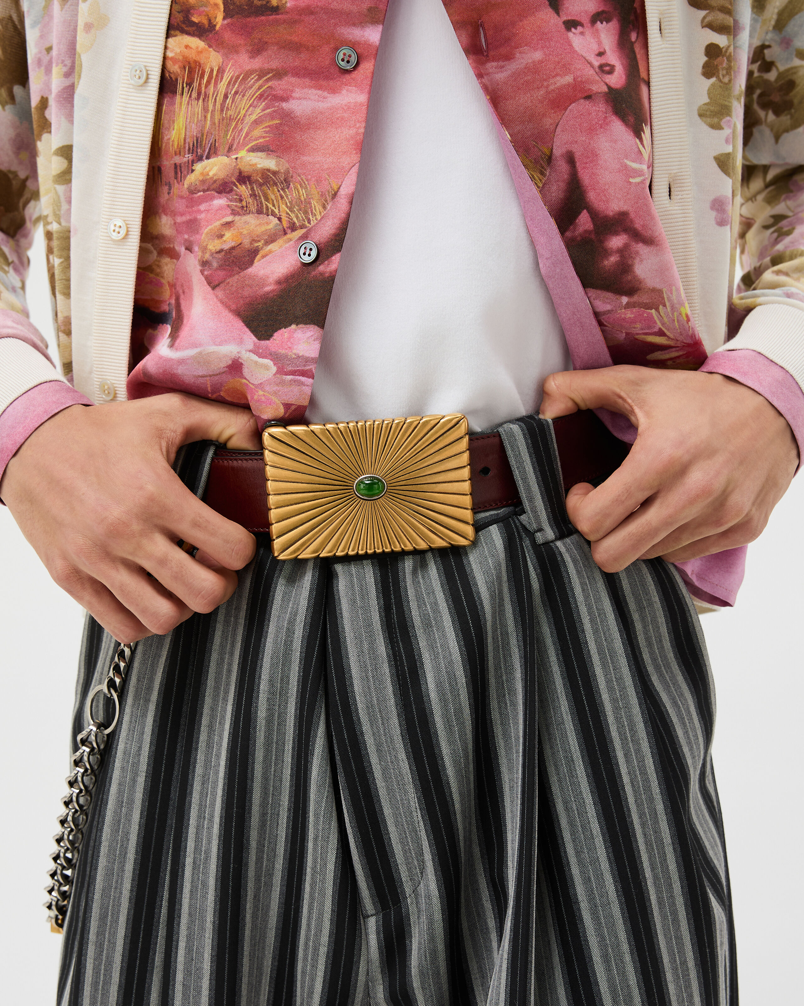 レザー ベルト 4 cm ブラウン,ゴールド | VERSACE JP