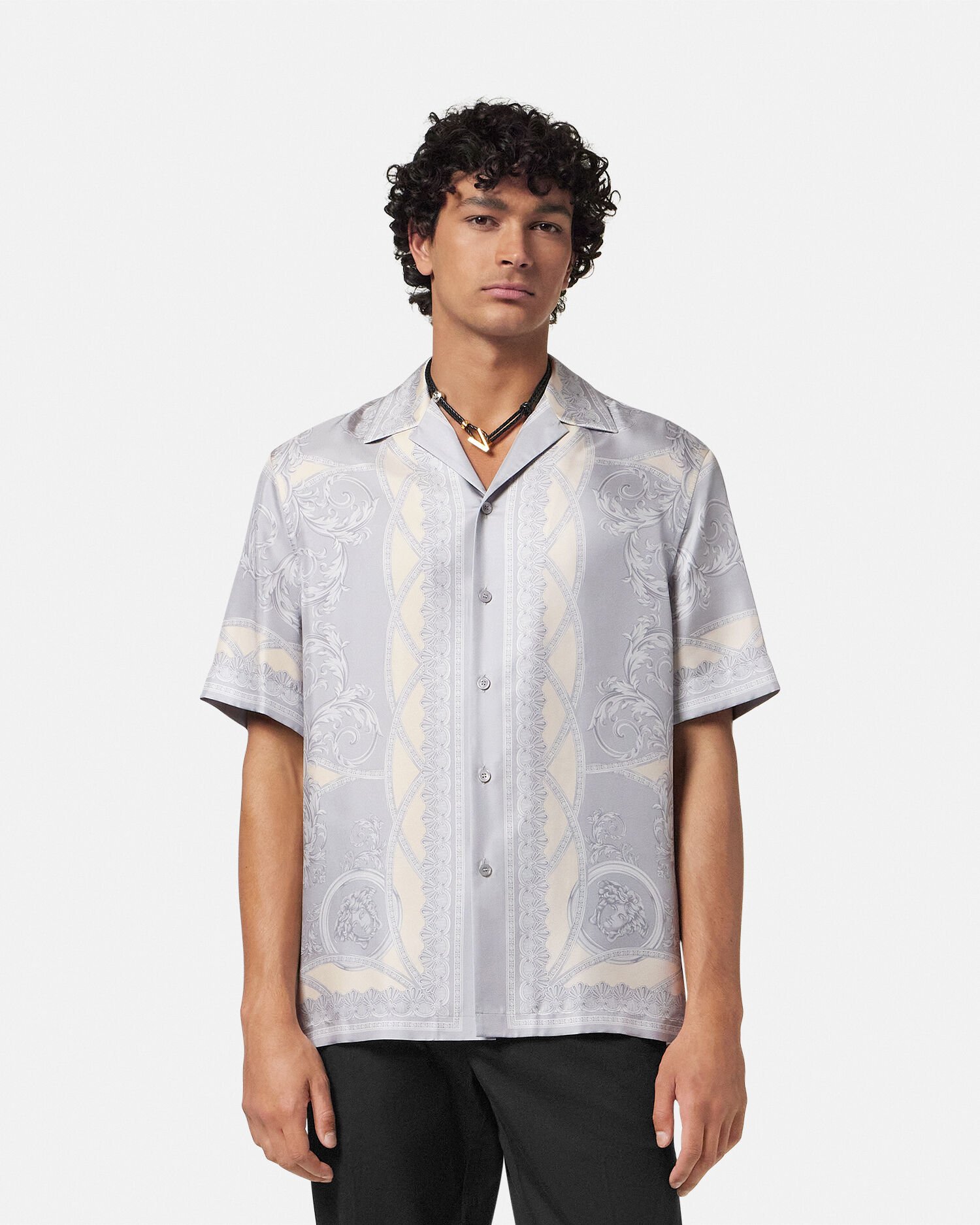 【関税込み】Versace シルク & カシミヤ シルク シャツ ヴェルサーチェ ギャラリー プリント | VERSACE JP