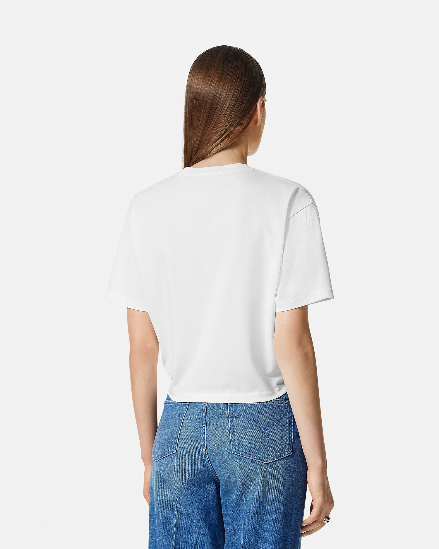 VIPSALE【VERSACE】クロップ Tシャツ 1978 リエディション クロップ Tシャツ 1978 リエディション ロゴ セーフティー ピン