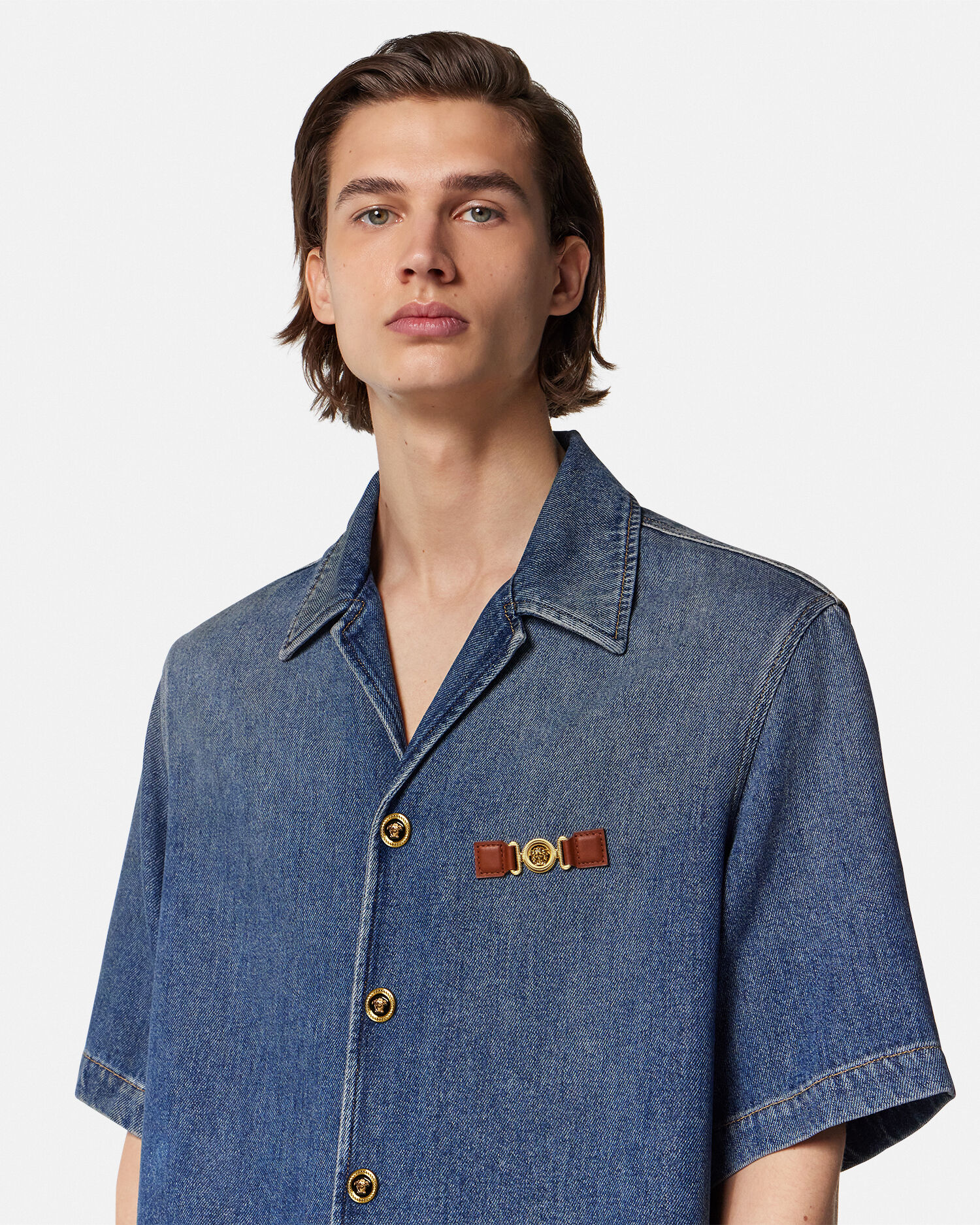 VERSACE JEANS ヴェルサーチ デニム シャツ メデューサ ブルー