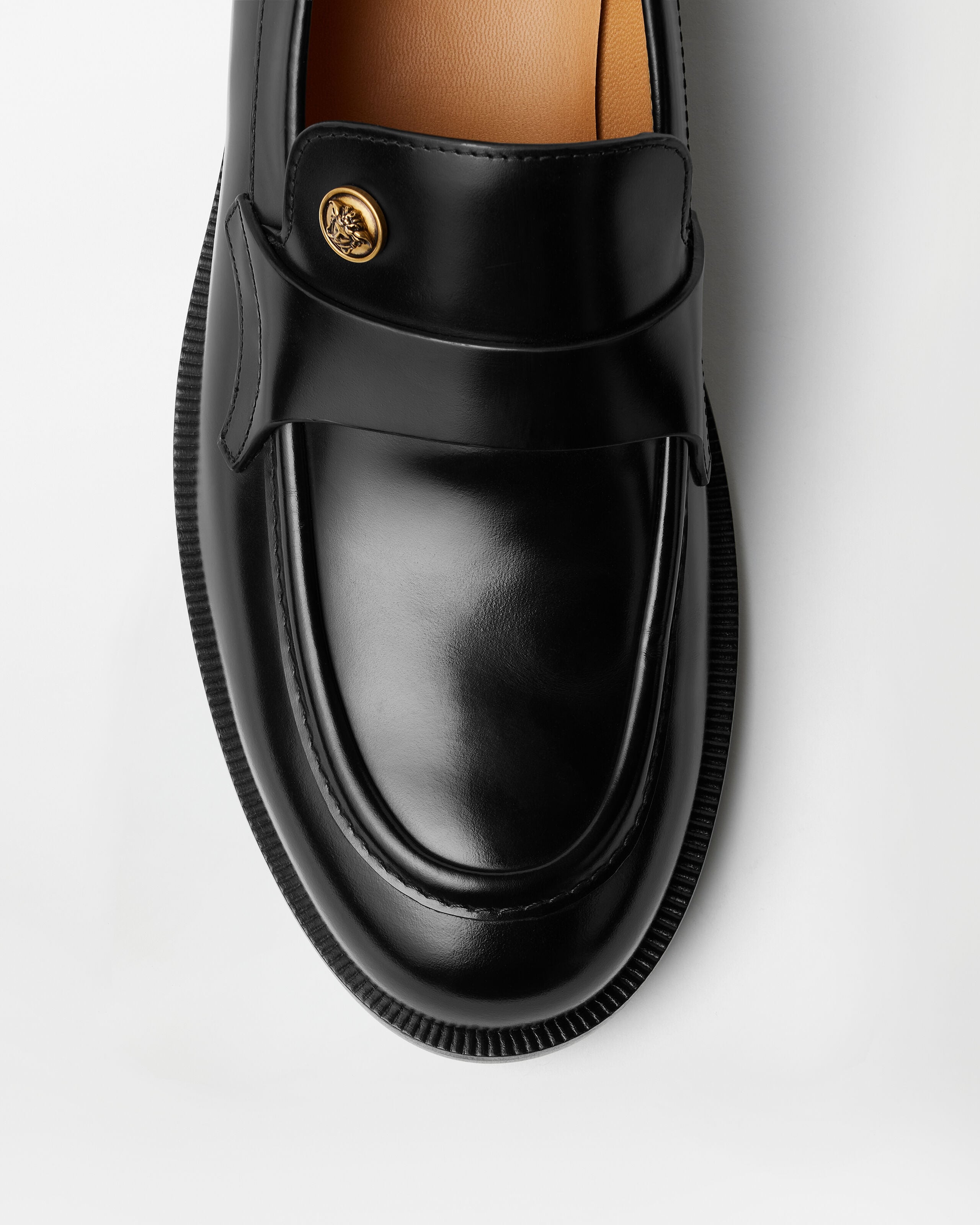 マヌ レザー ローファー ブラック | VERSACE JP