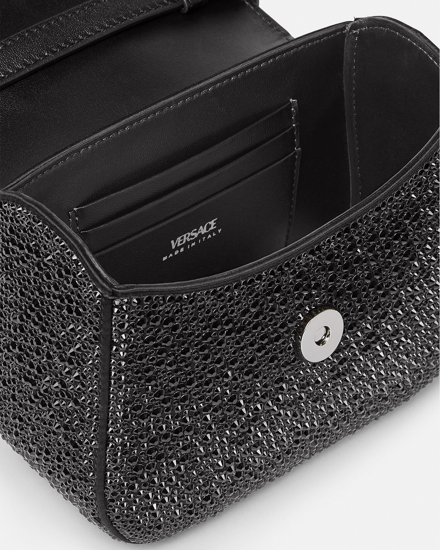 ラ メドゥーサ 装飾付き サテン ミニ バッグ ブラック | VERSACE JP