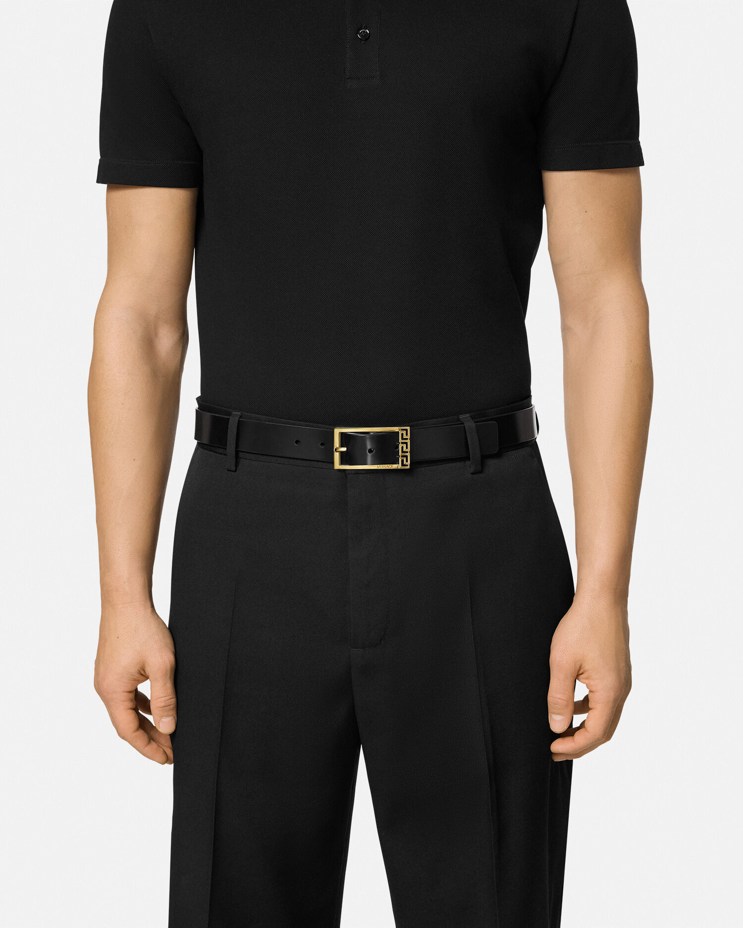 極美品 aLORS paris レザーベルト ベルト 3連 ゴールド ブラック グレカ レザー ベルト 3cm ブラック,ゴールド | VERSACE JP