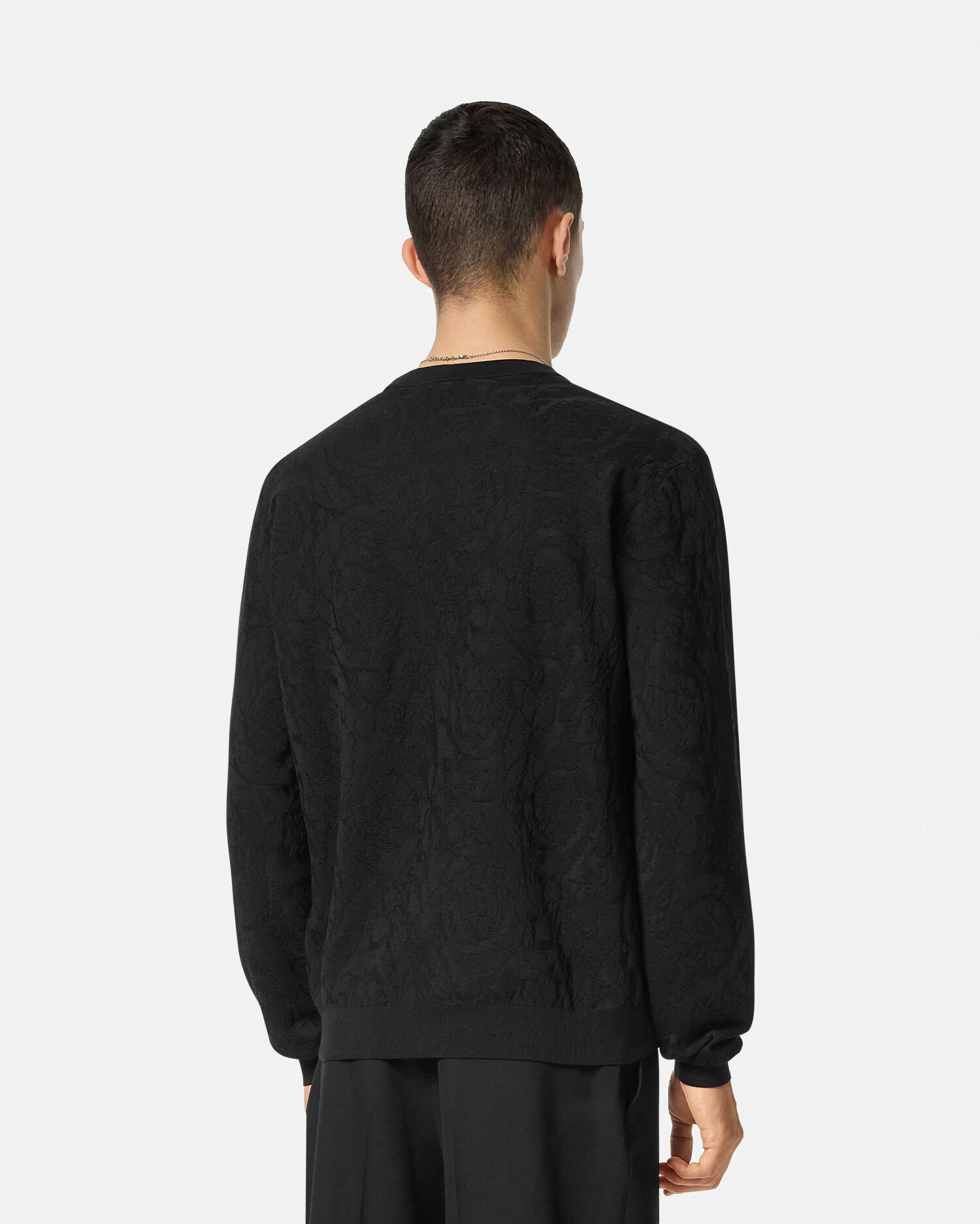 VERSACE バロッコ ジャカード ニット フーディ ブラック VERSACE バロッコ ジャカード ニット フーディ ブラック