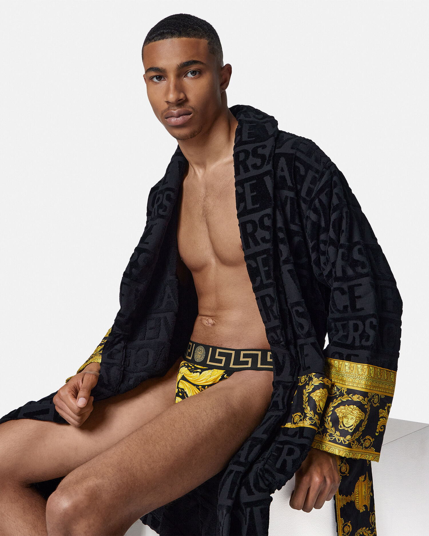 プリント コットンジャージー ジョックストラップ ブラック | VERSACE JP