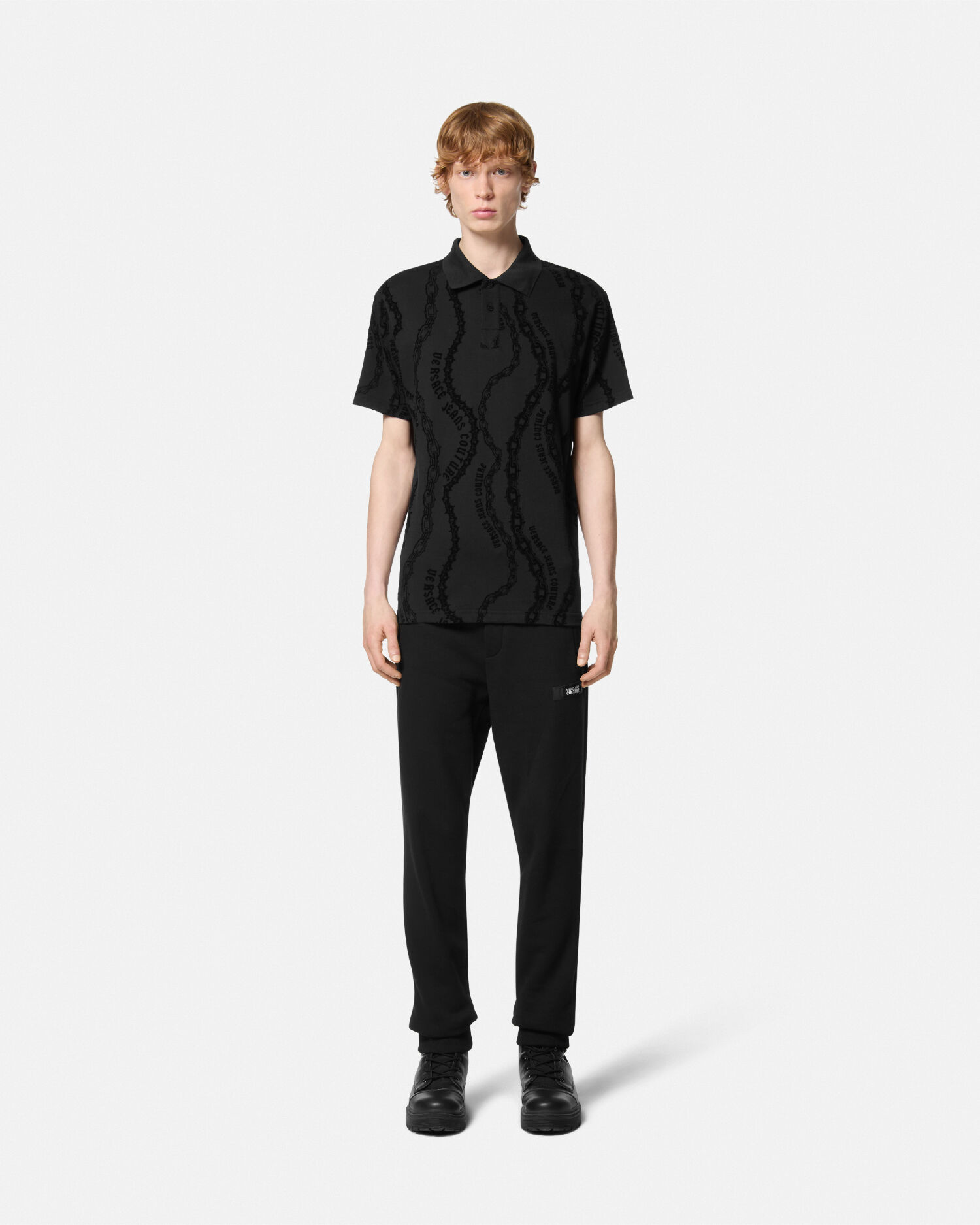 レギュラーフィット ポロ シャツ チェーン クチュール | VERSACE JP