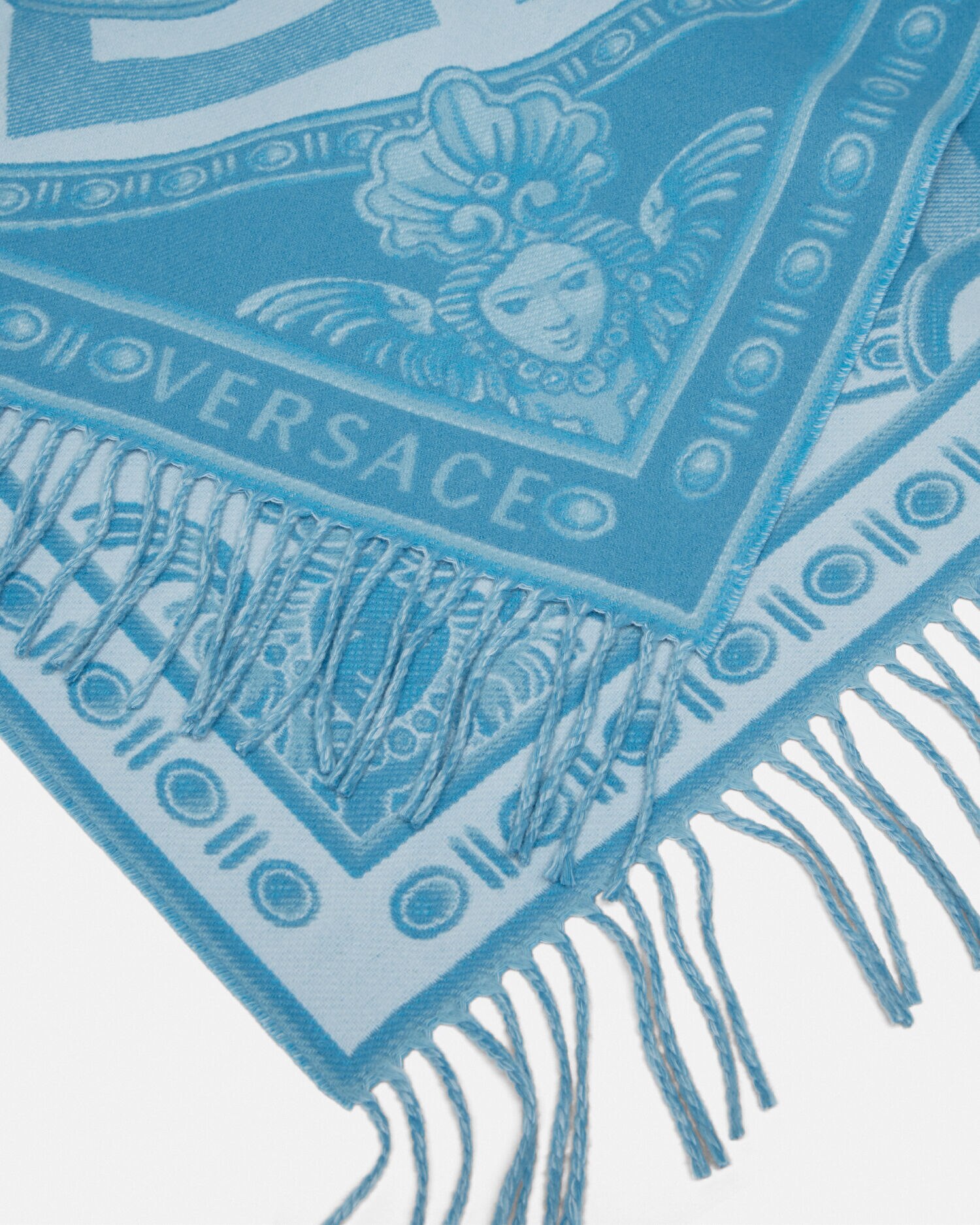 ラ クープ デ デュー フリンジ ブランケット ブルー,プリント | VERSACE JP