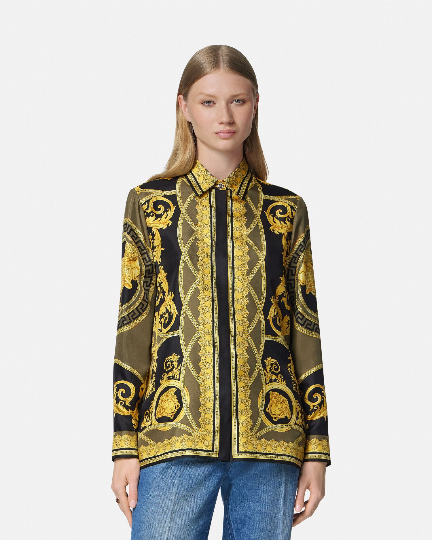 ラ クープ デ デュー シルク シャツ ブラック | VERSACE JP