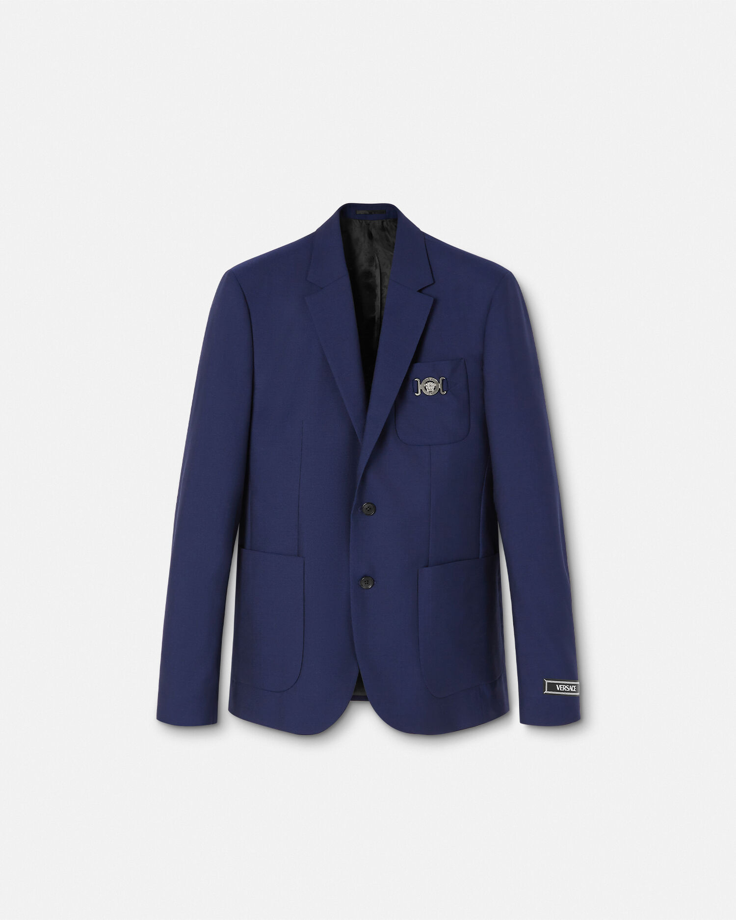 ウールキャンバス シングルブレスト ブレザー ブルー | VERSACE JP