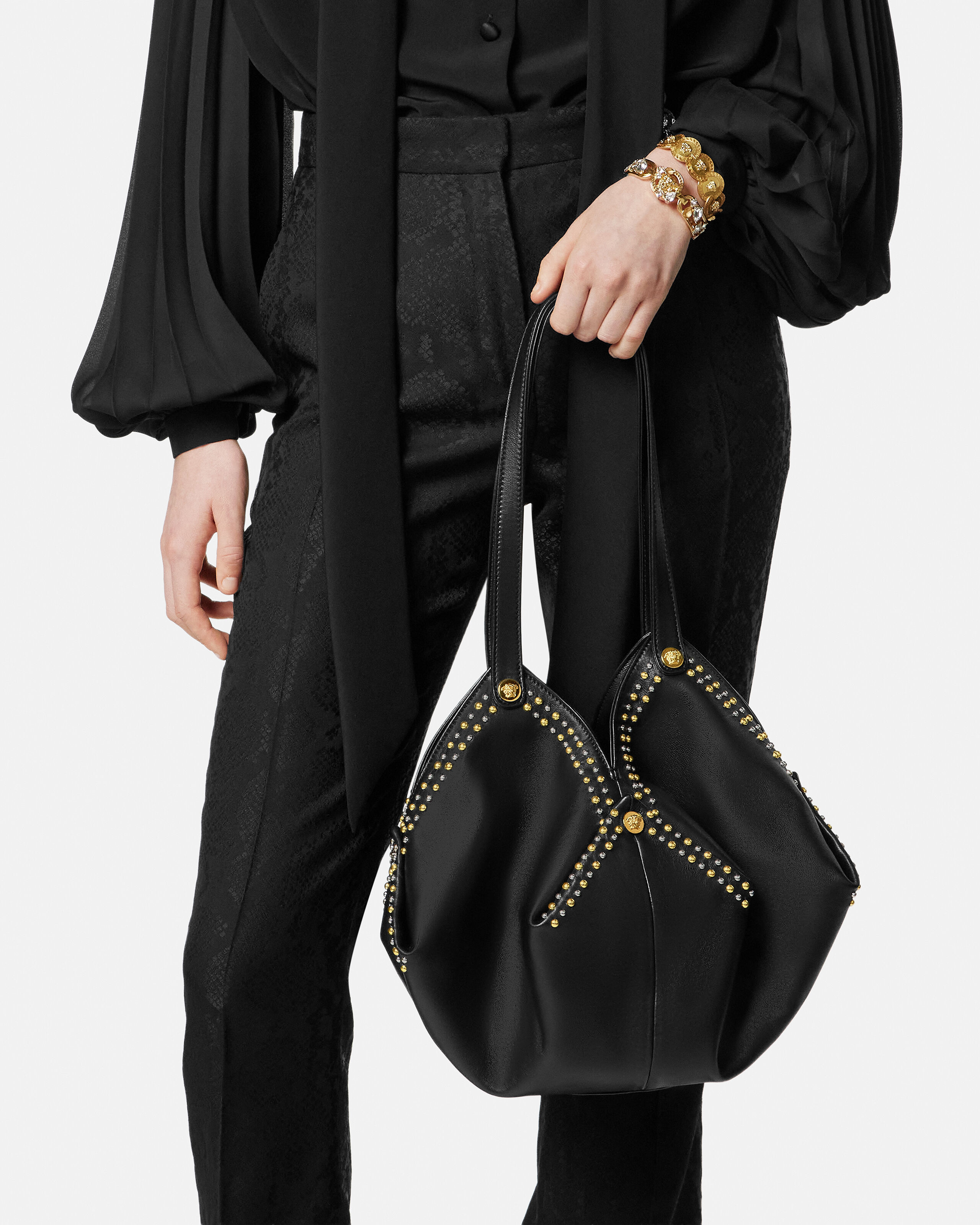 プロテア 装飾付き ショルダーバッグ ブラック,ゴールド | VERSACE JP