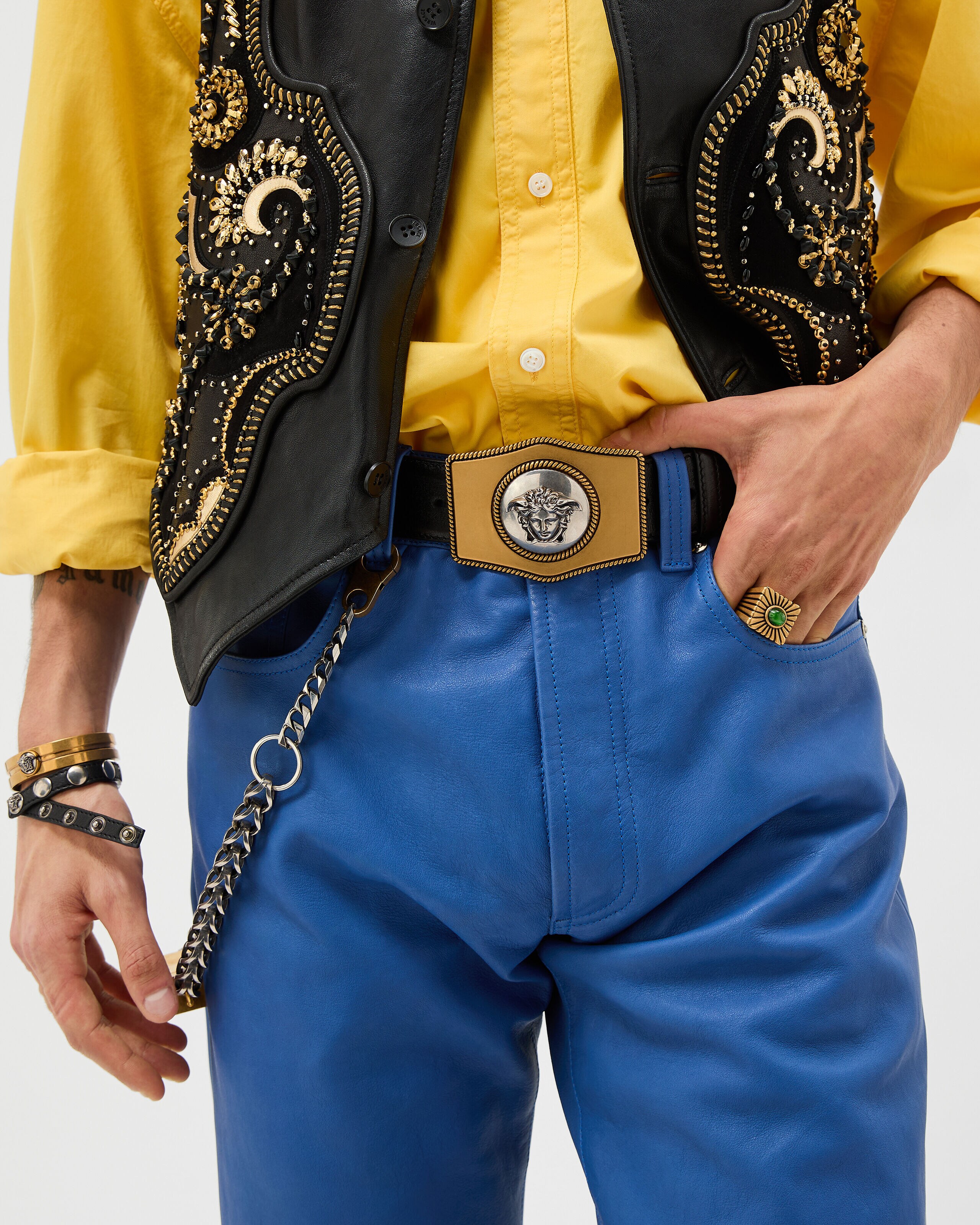 レザー ベルト 4 cm ブラック | VERSACE JP