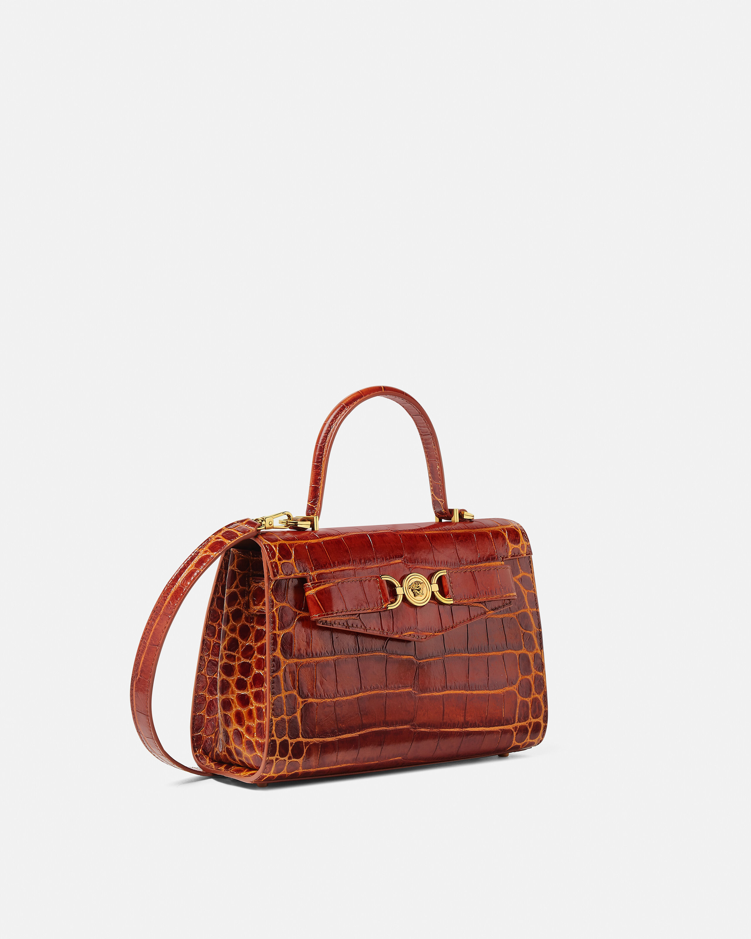 メドゥーサ '95 クロコエフェクト トップハンドル ブラウン | VERSACE JP