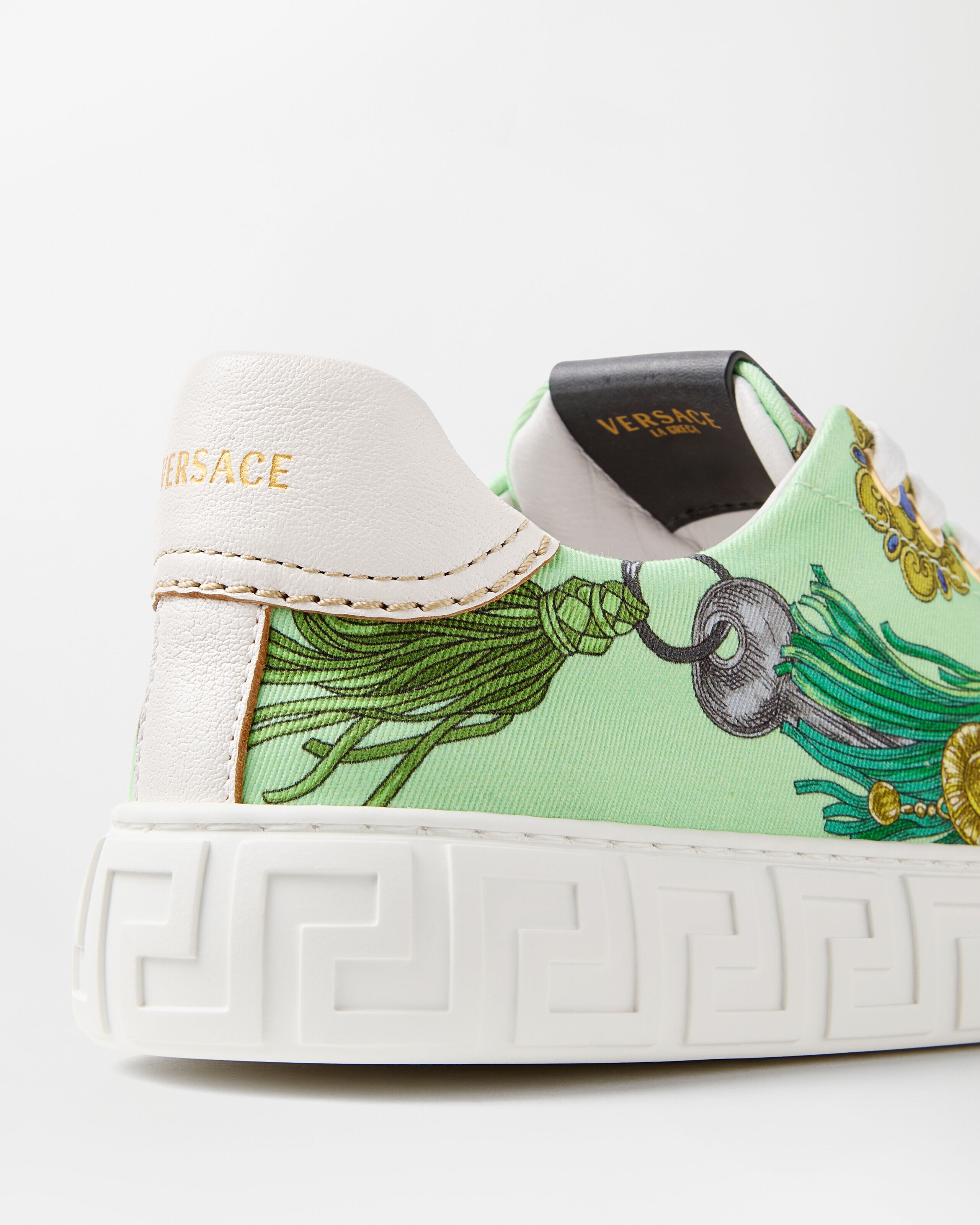 グレカ プリント キャンバス スニーカー グリーン | VERSACE JP