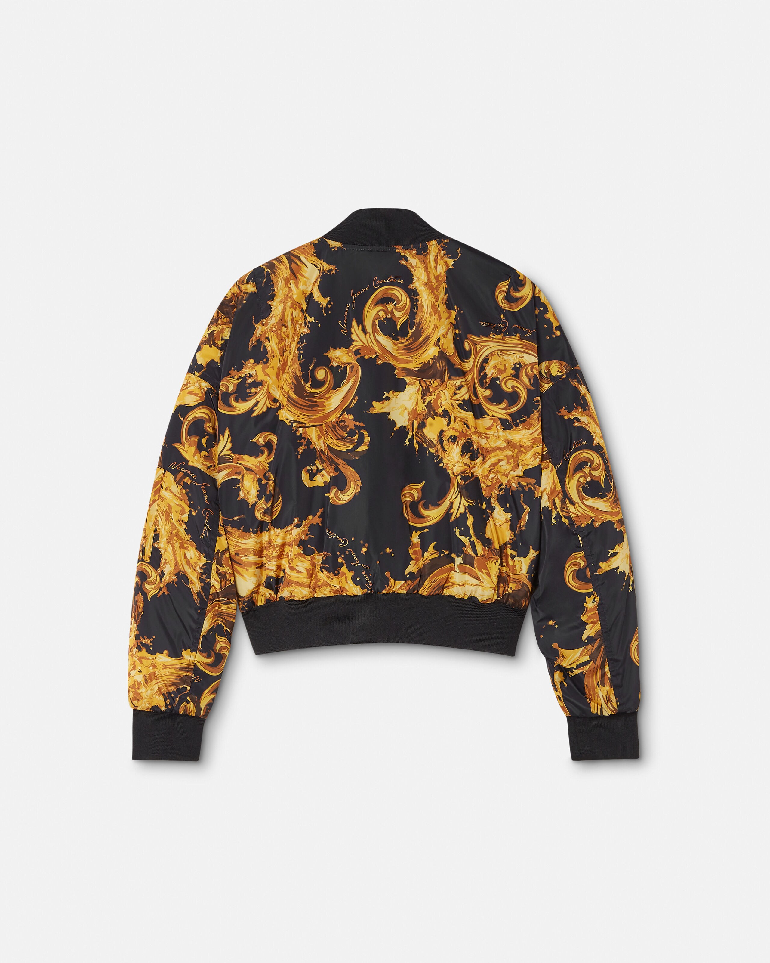 VERSACE ヴェルサーチ 21SS メドゥーサ アンプリファイド プリントジャケット　ジップアップジャケット ブラック/イエロー　A88427 プリント ボンバージャケット ブラック,ゴールド | VERSACE JP