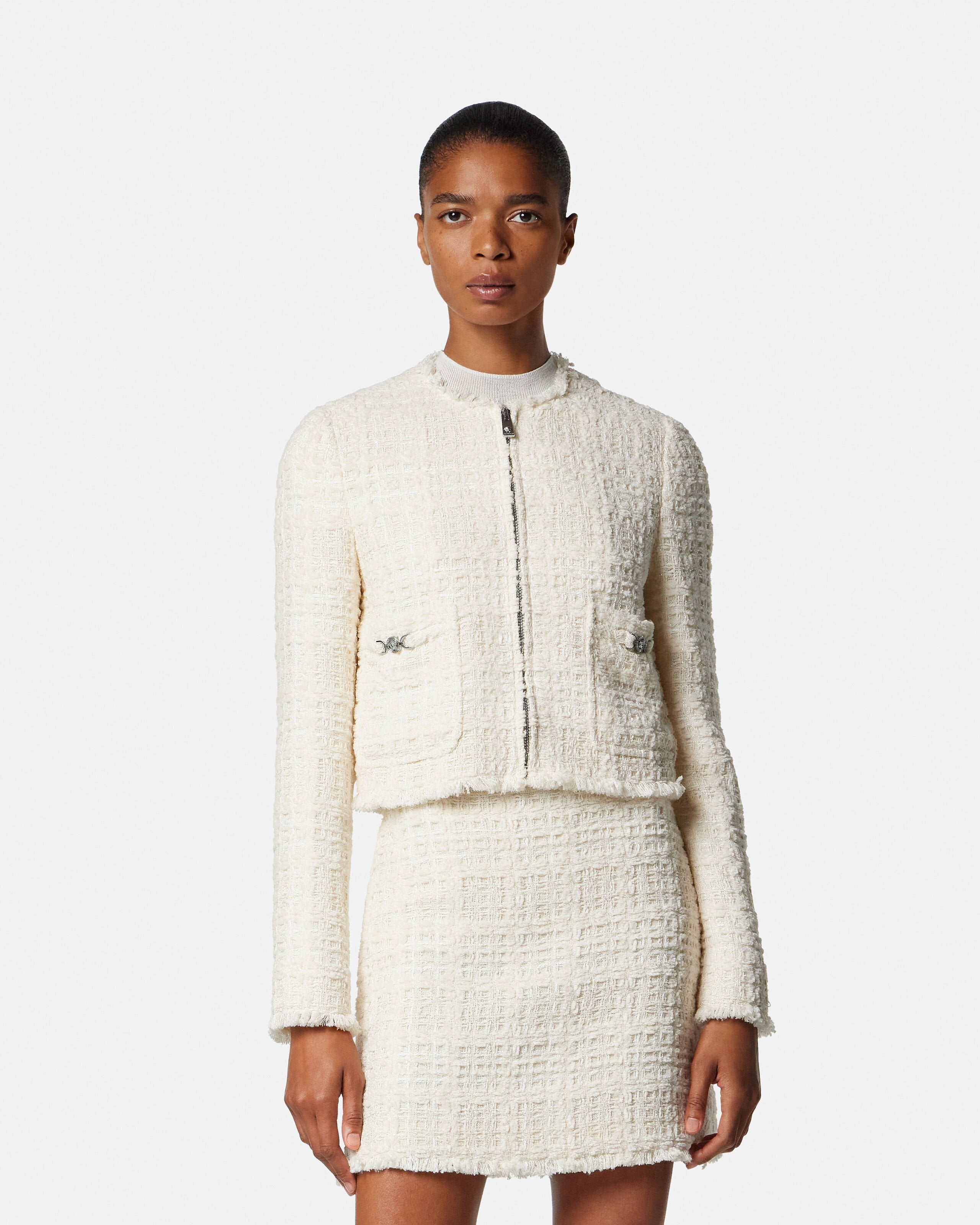 H4158アニエスベー 　ツイードファージャケット　ウィンドストッパー Y2K ツイード コットン ジッパー ジャケット | VERSACE JP