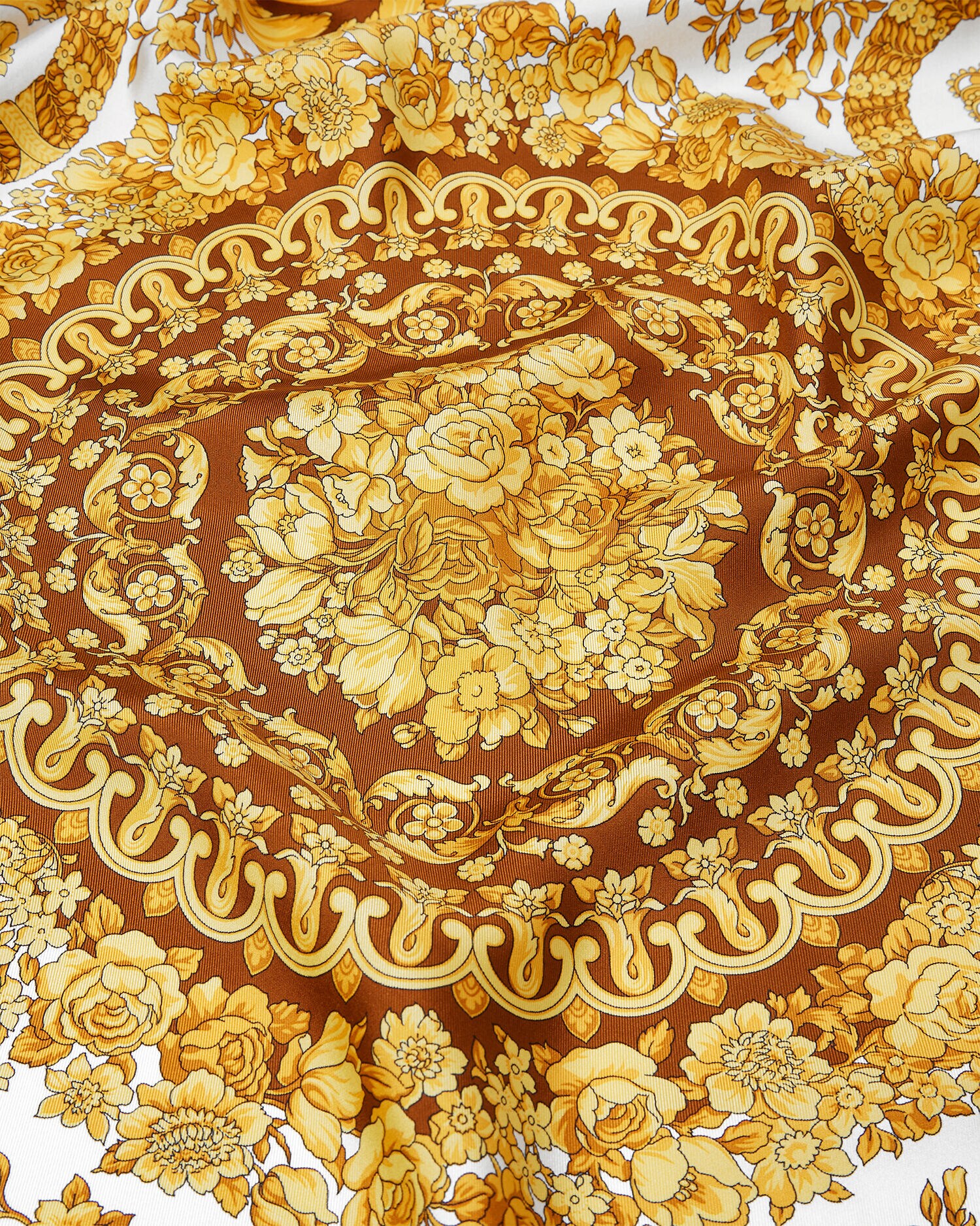 ラージ シルク スカーフ 90 cm バロッコ ブラウン,ゴールド | VERSACE JP