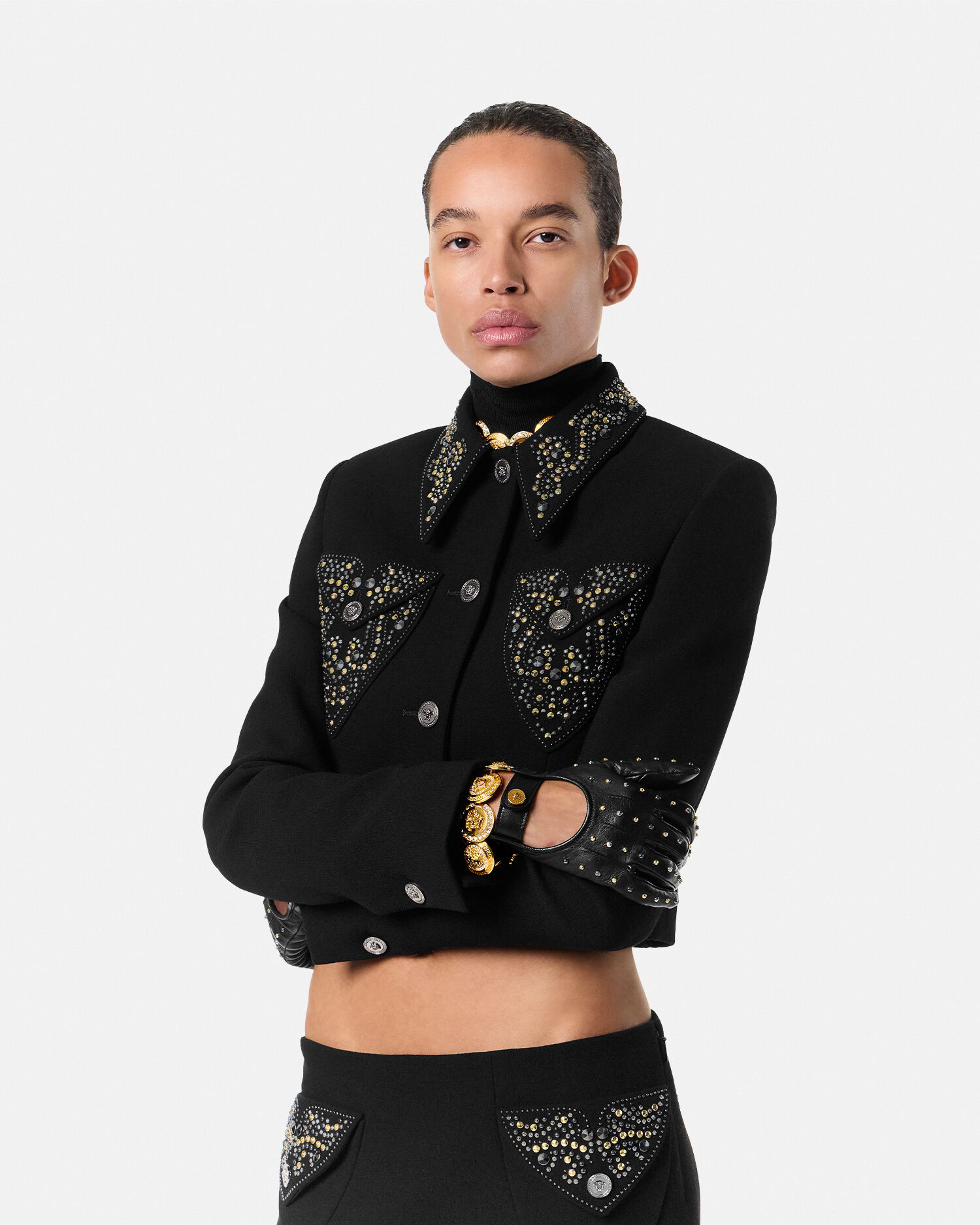 VERSACE⭐︎クリスタルメデューサブレスレット ブレスレット クリスタル ラ メドゥーサ ゴールド,ホワイト