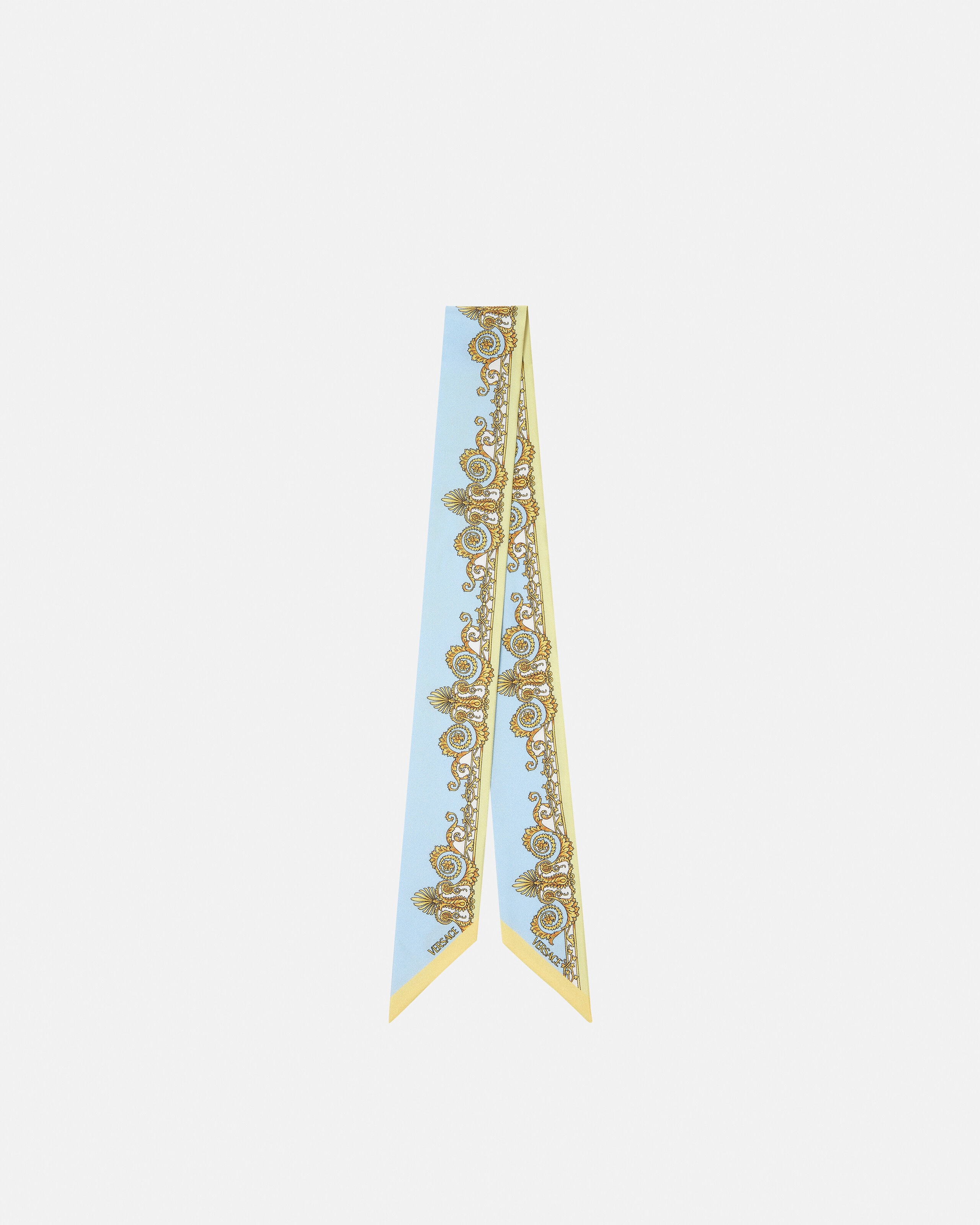プリント シルク ツイル リボン ブルー,ゴールド | VERSACE JP