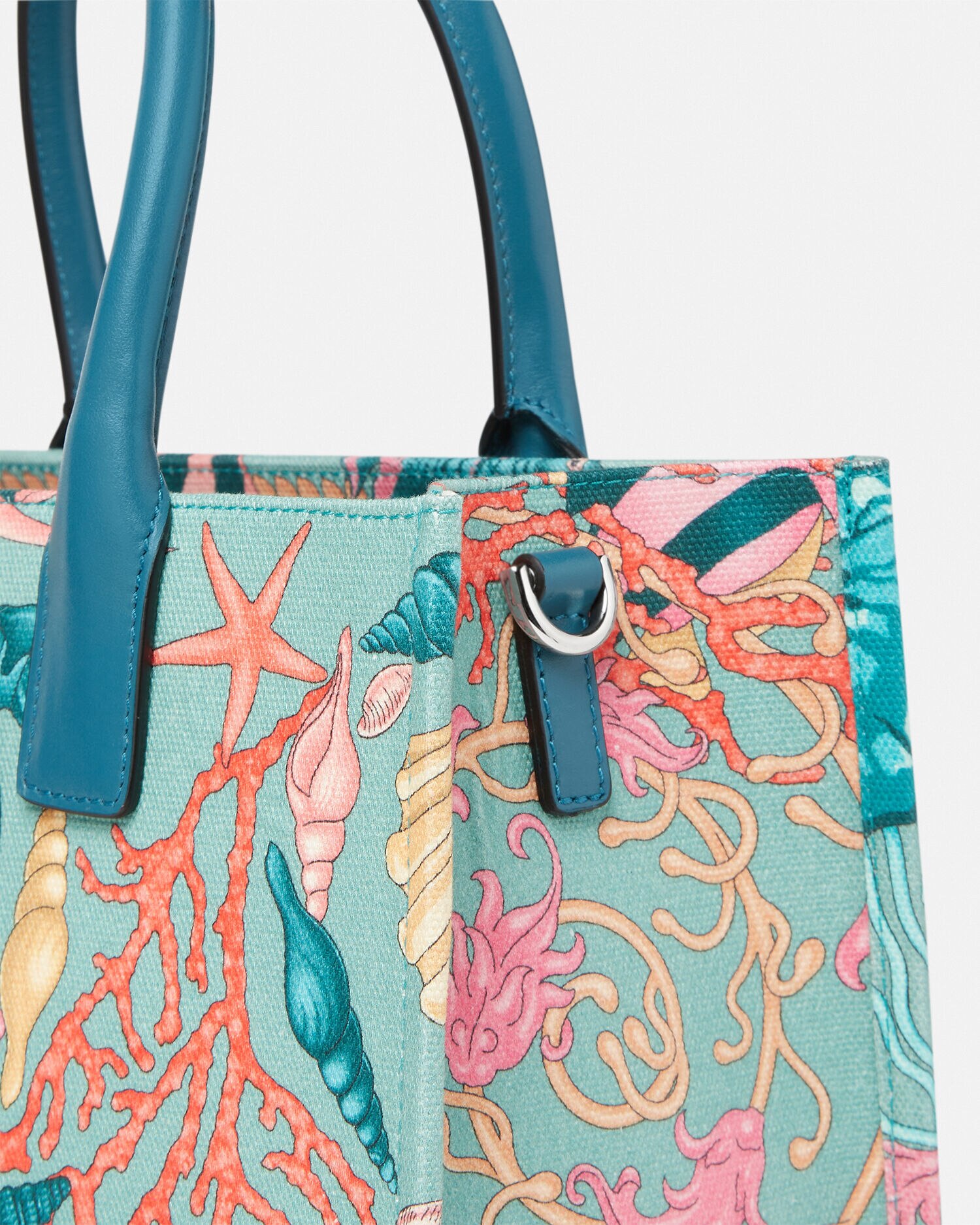 関税込 VERSACE/small アンダーウォーター バロッコラメドゥーサ Underwater Barocco La Medusa Small Tote Bag Blue,White