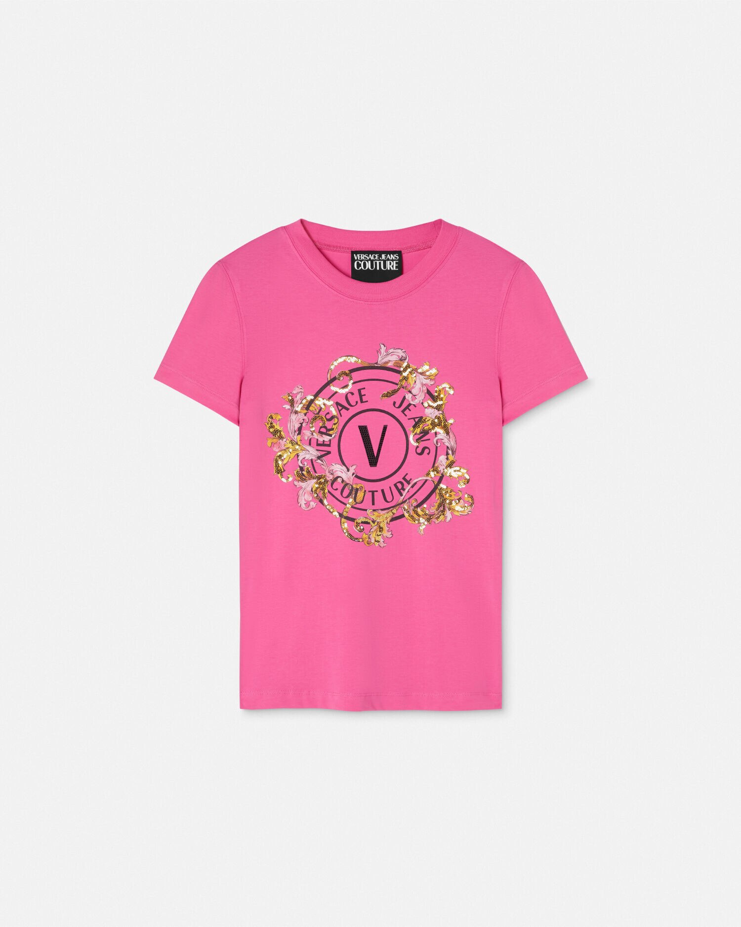 Tシャツ クリスタル アウトライン バロッコ ピンク,プリント | VERSACE JP