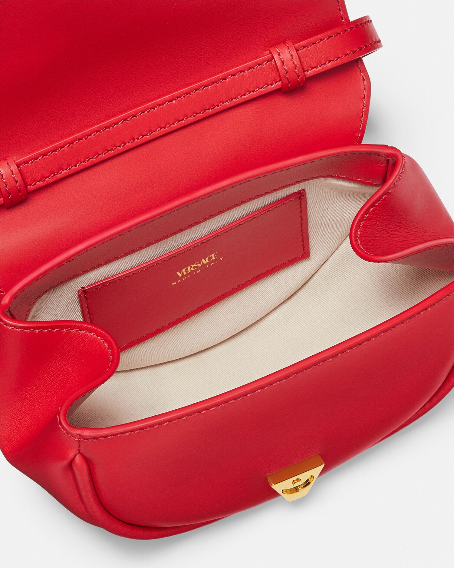 ジャンニヴェルサーチ ハンドバッグ 赤 レザー チャーム付 90_1020089-