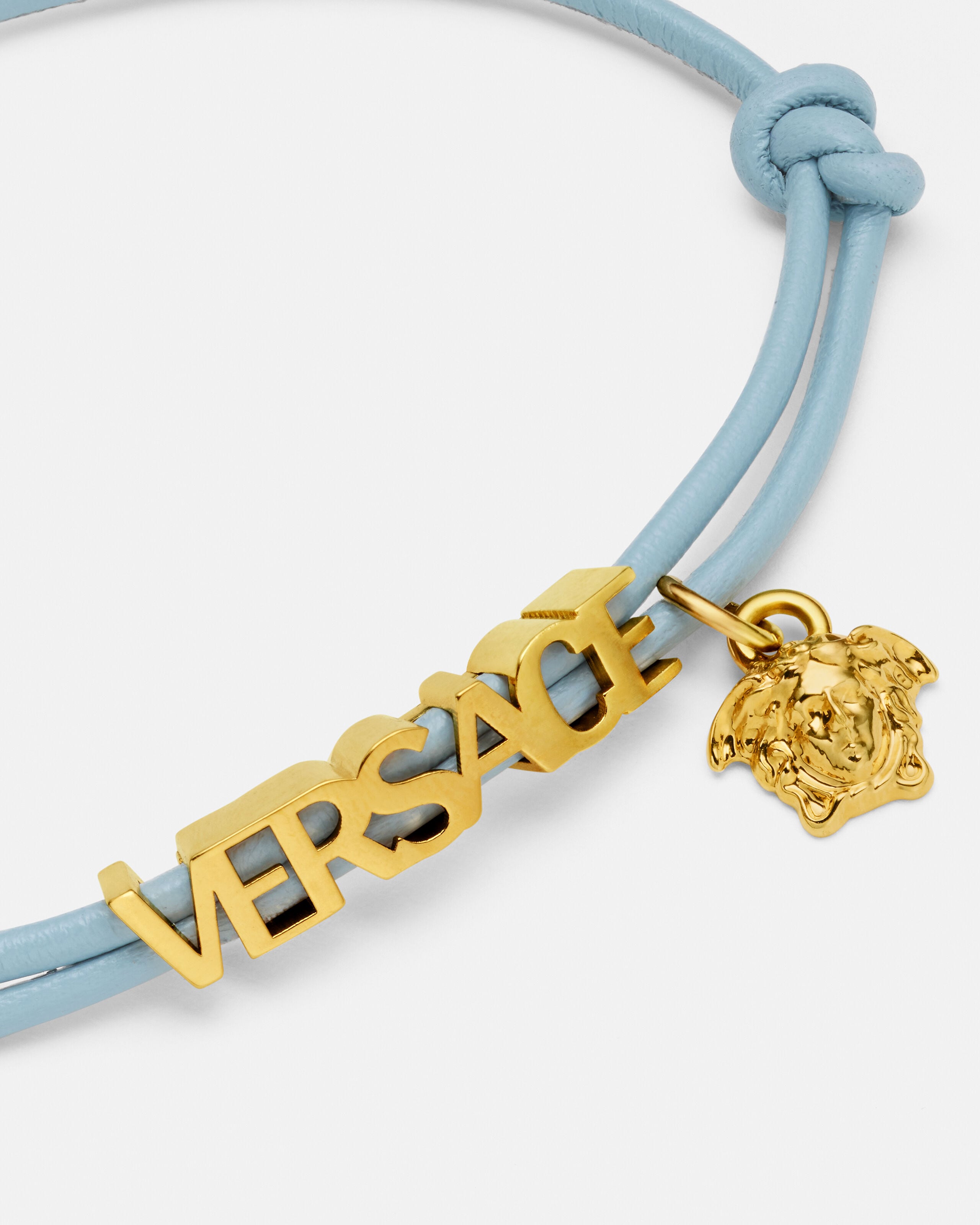 ヴェルサーチェ レザー ブレスレット ブルー | VERSACE JP