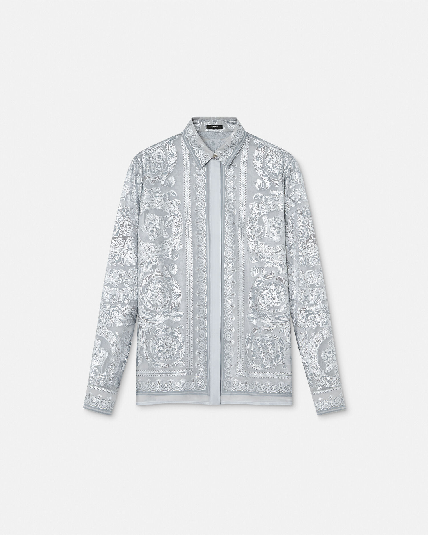 シルクブレンド デヴォレ シャツ ラ クープ デ デュー グレー,プリント | VERSACE JP