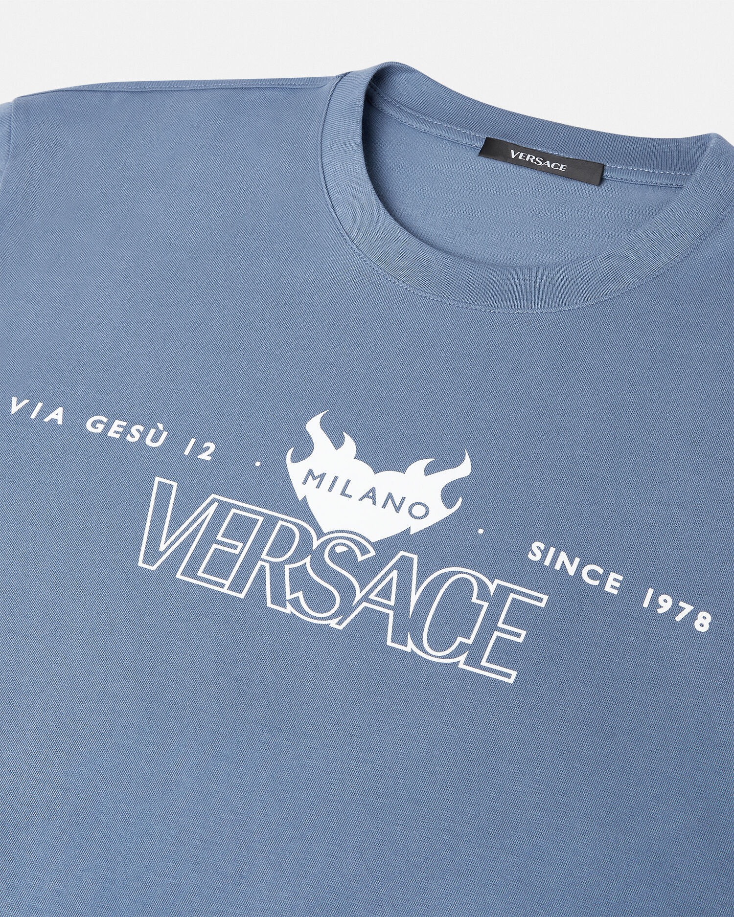 Tシャツ ヴェルサーチェ ロゴ ブルー | VERSACE JP