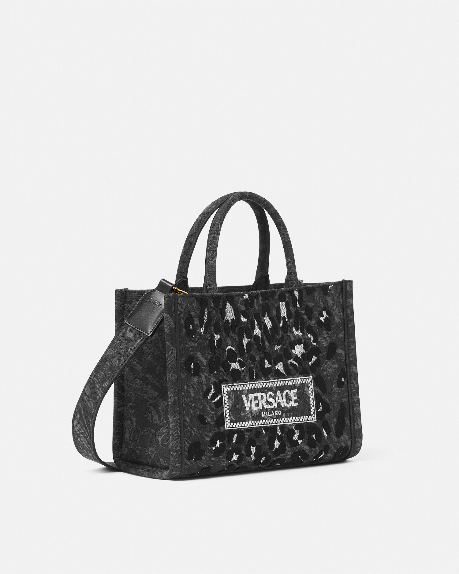 スモール トートバッグ レオパード アテナ ブラック,プリント | VERSACE JP