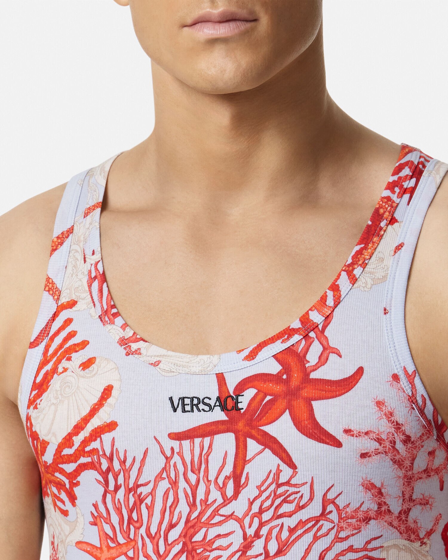 バロッコ シー リブ タンクトップ ブルー,プリント | VERSACE JP