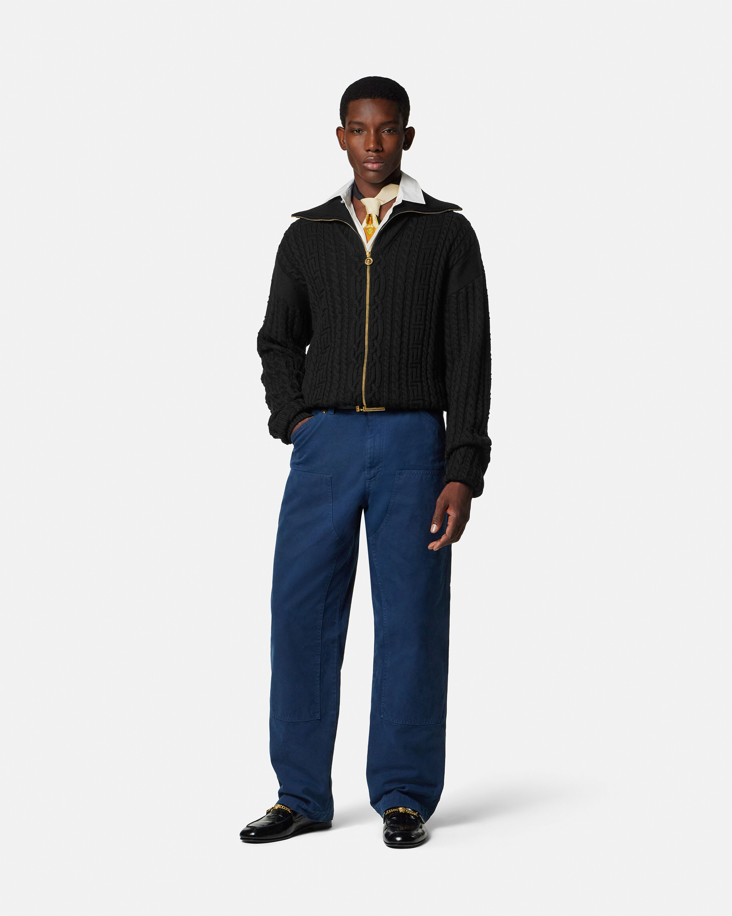 刺繍入り ウール ニット ジッパー セーター | VERSACE JP