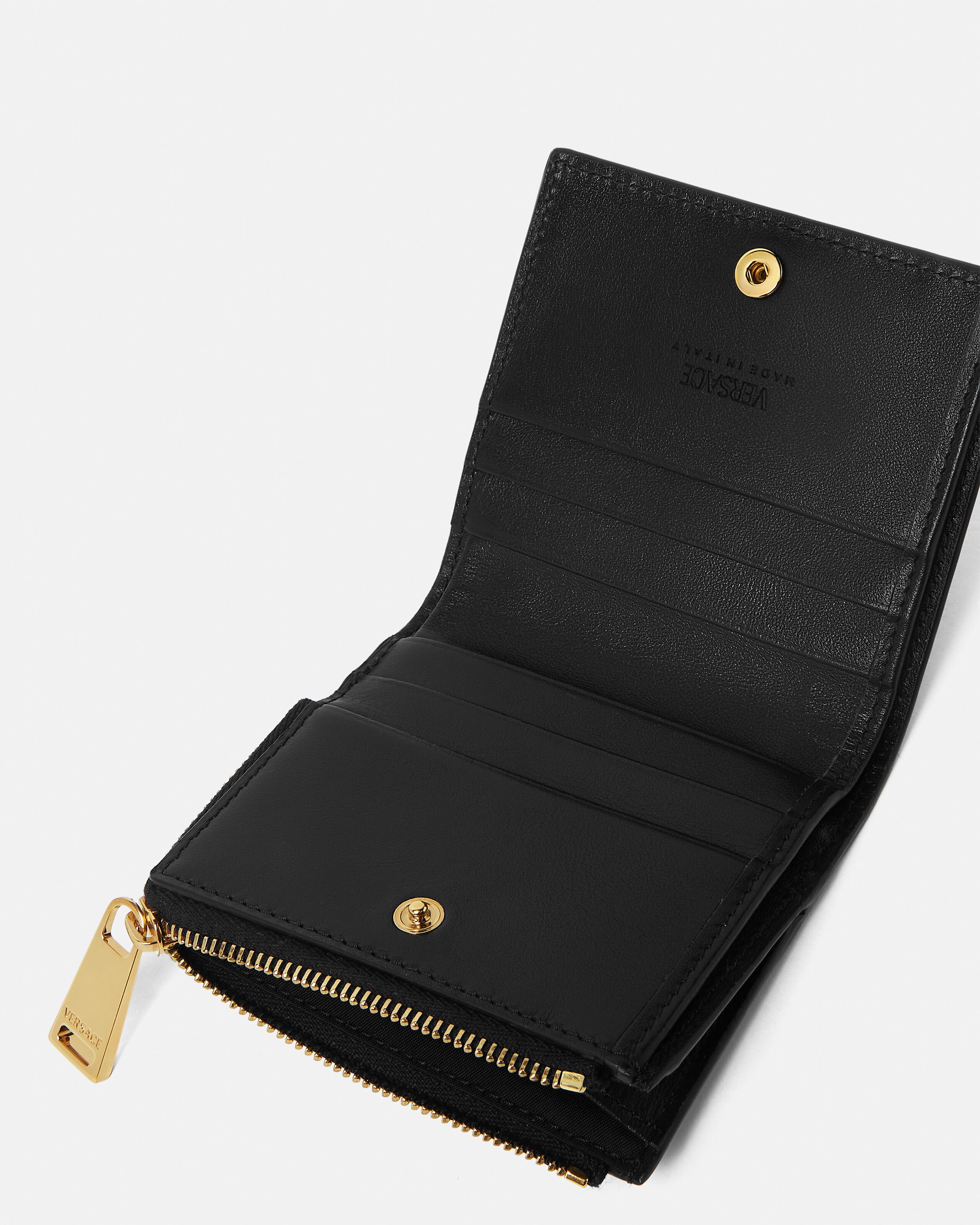 メドゥーサ ビギー レザー ウォレット ブラック,ゴールド | VERSACE JP