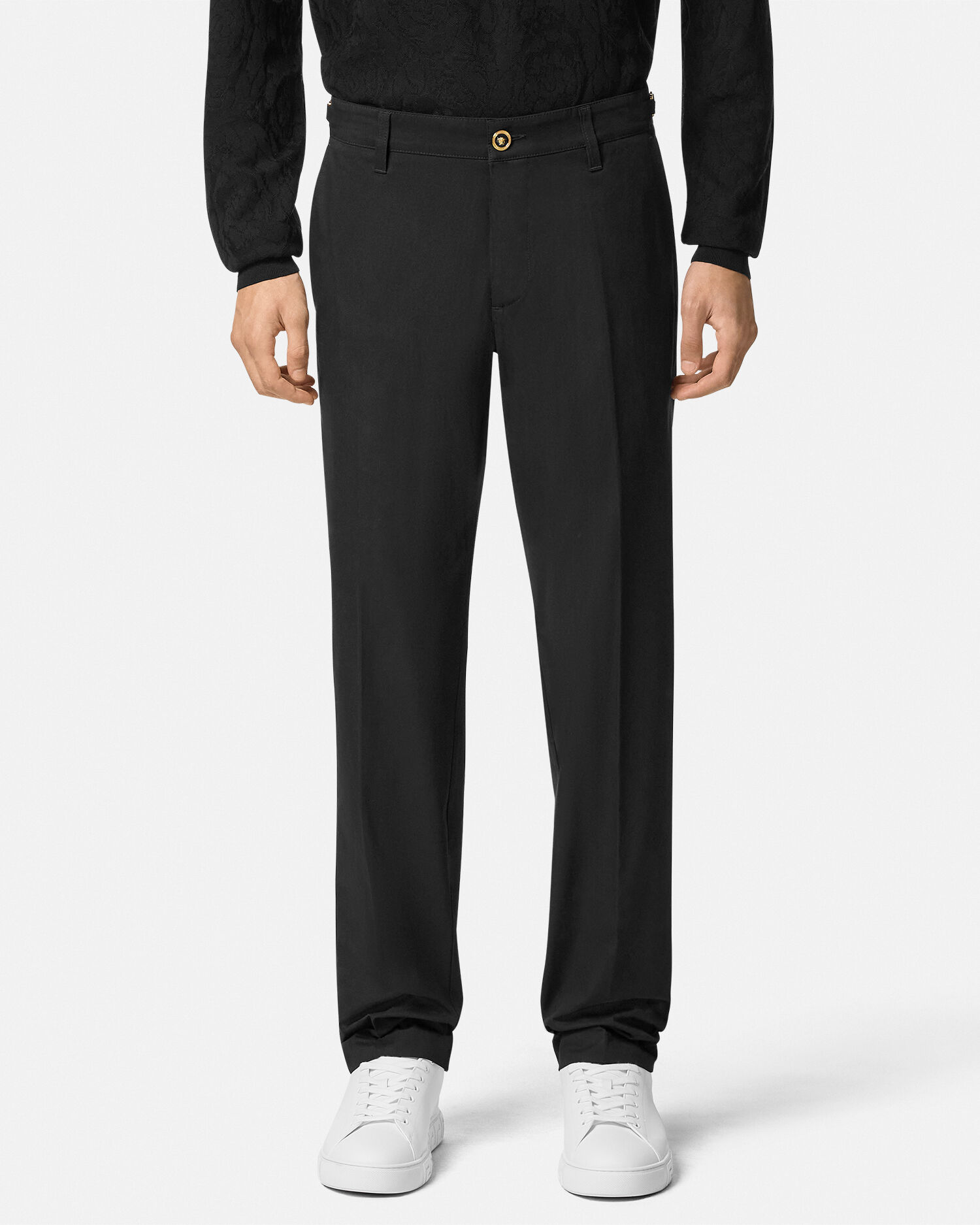 VERSACE　黒ブラック　ストレートスラックス　トラウザー　W35 VERSACE 黒ブラック ストレートスラックス トラウザー W35 Wide