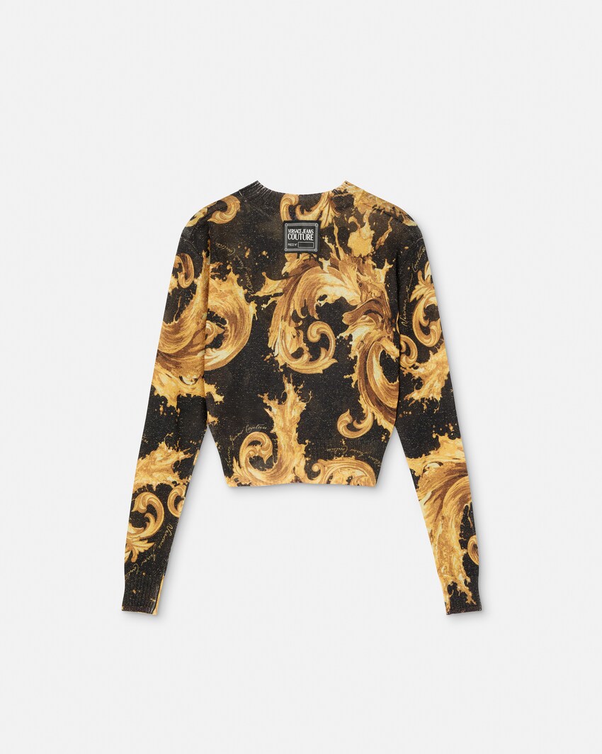 プリント ビスコース ニット クロップ セーター ブラック+ゴールド 3