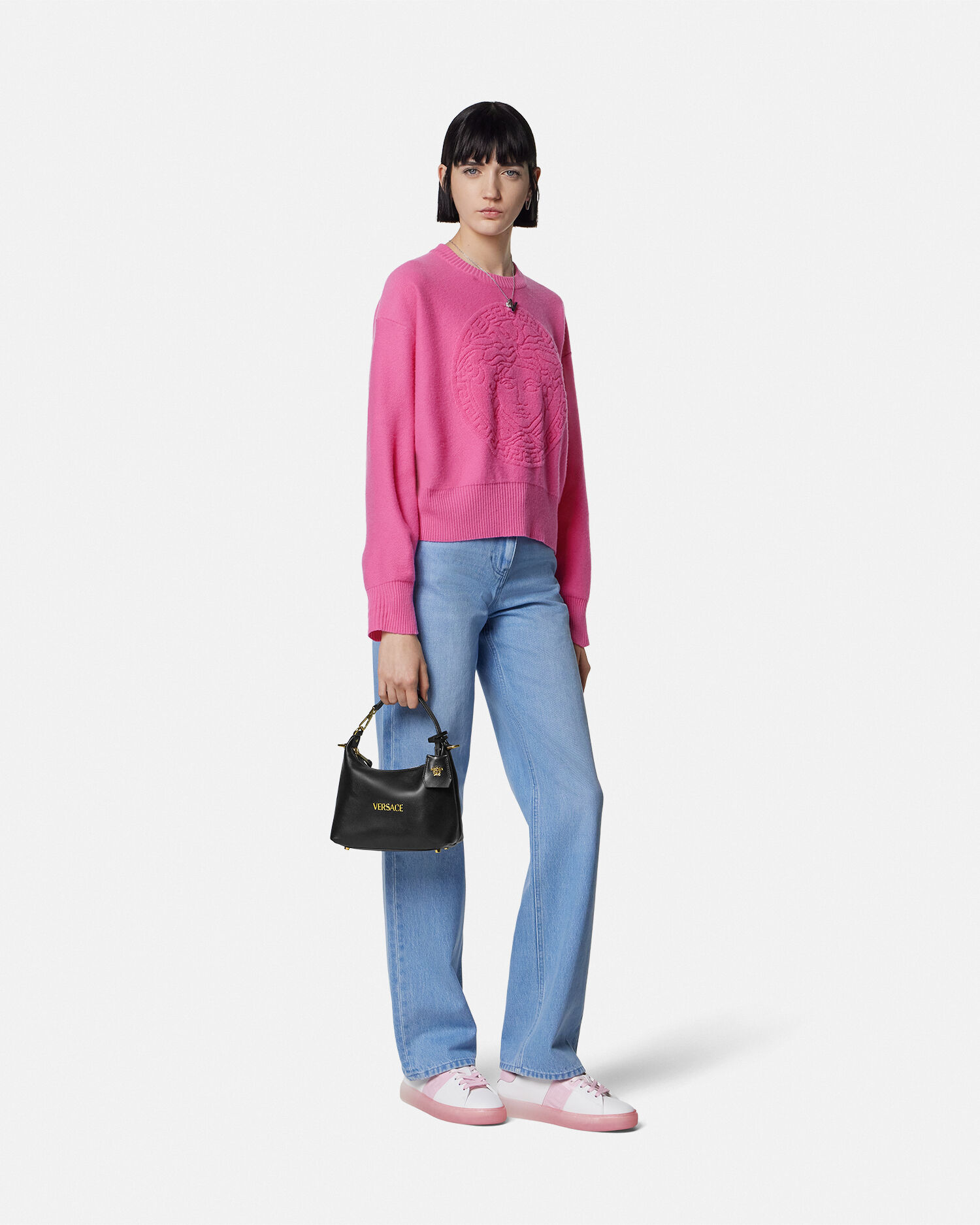 カシミヤブレンド ニット セーター メドゥーサ ピンク | VERSACE JP