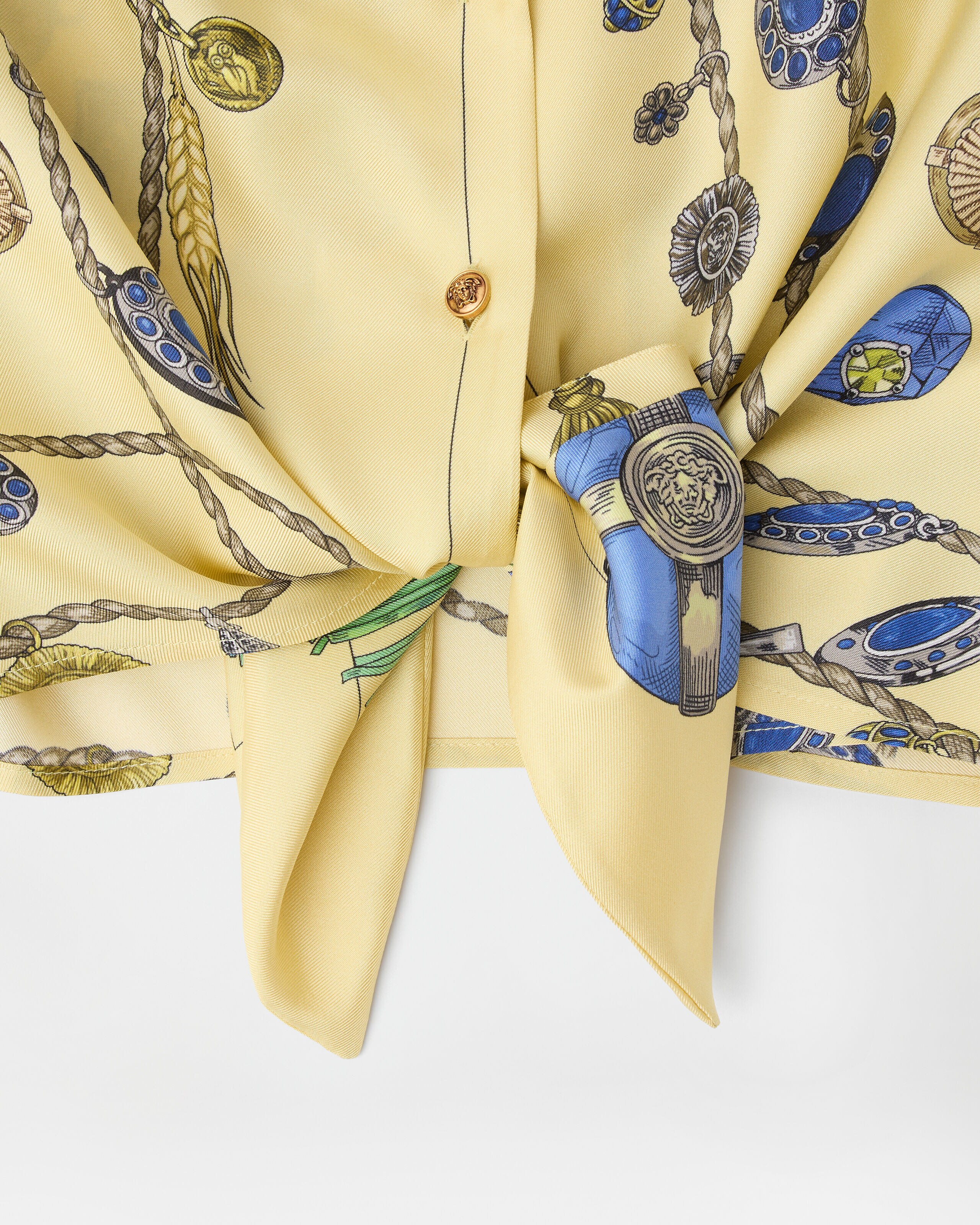 プリントクロップドシルクツイルシャツ イエロー | VERSACE JP