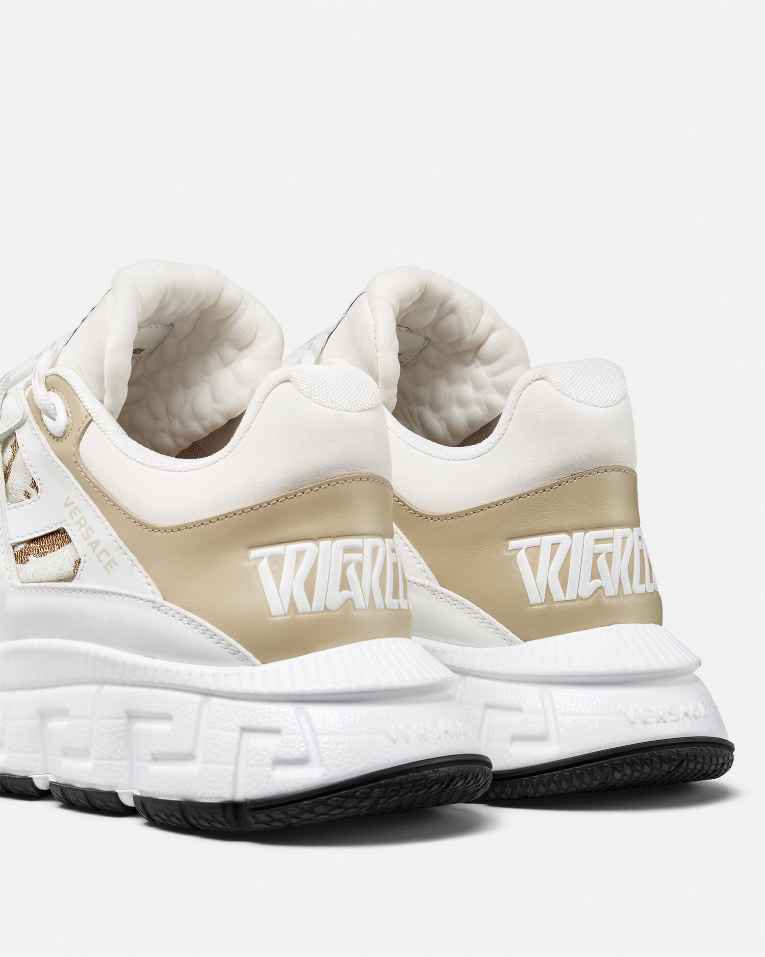 トライグレカ ジャカード レザー スニーカー ホワイト,ベージュ