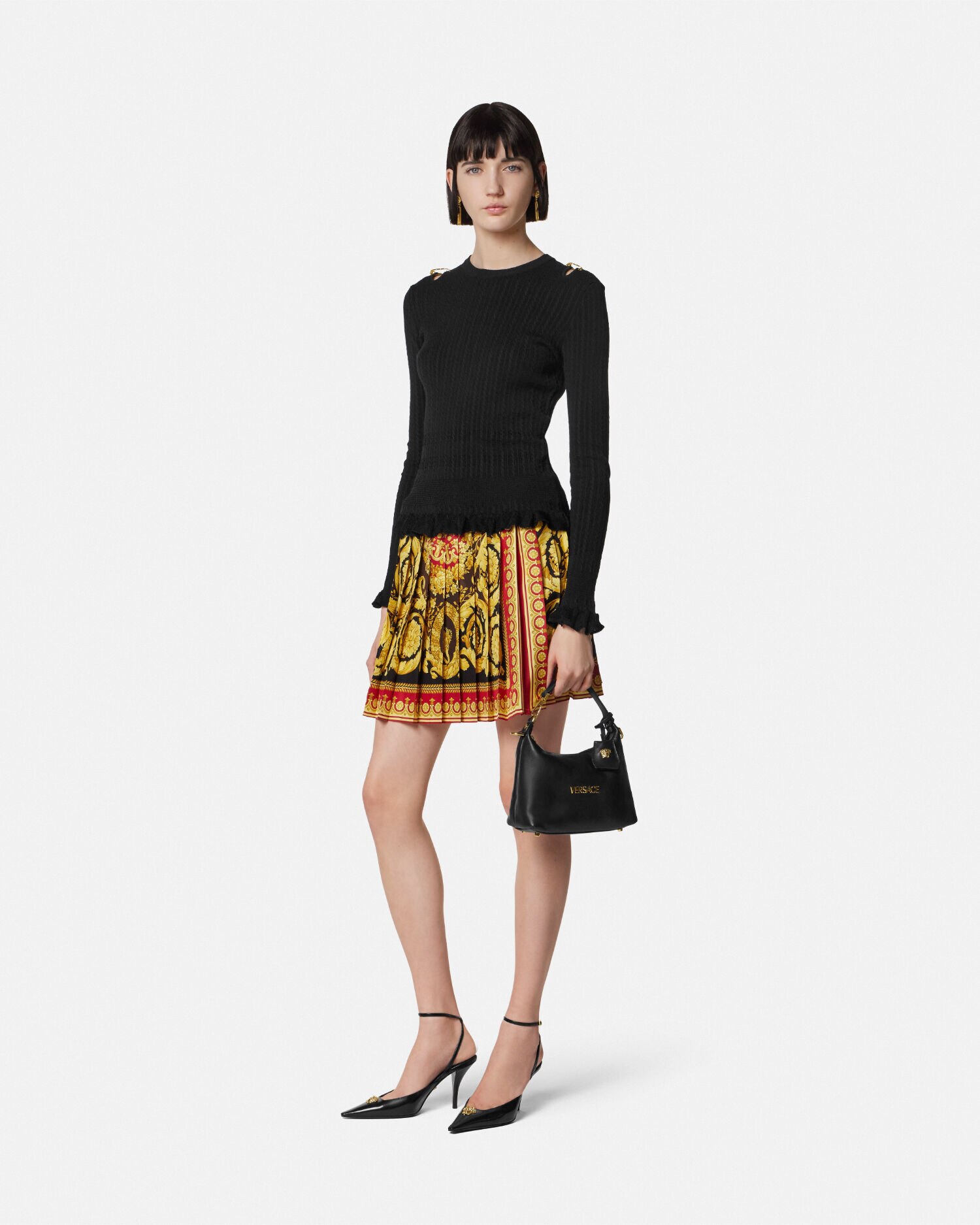【versace】バロッコ チェッカーボードプリーツ ミニ スカート プリーツ ミニ スカート バロッコ レッド,プリント | VERSACE JP